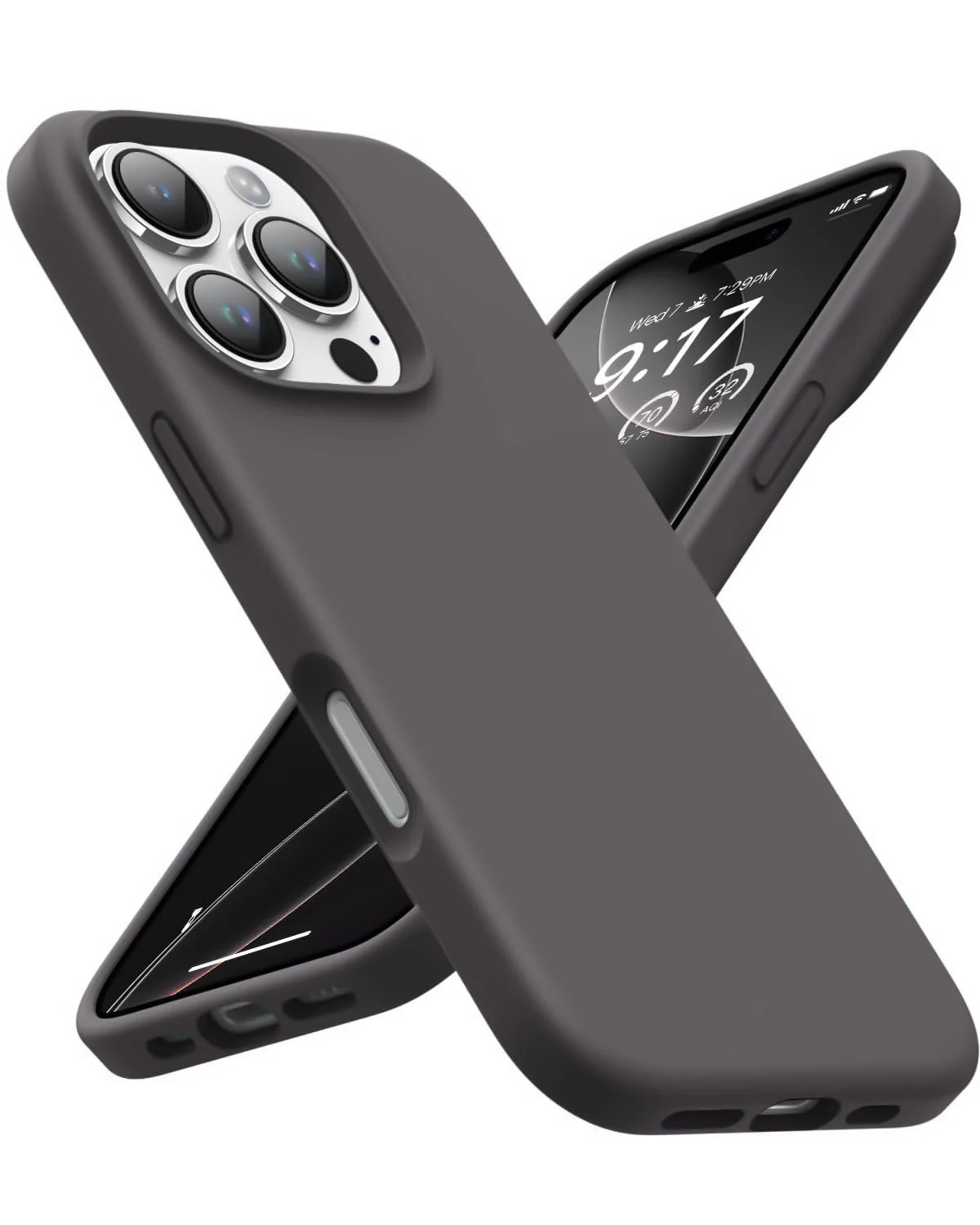 DL3 Mobilak Liquid Silicone Protective Case with Soft Microfiber Lining for iPhone 16 Pro Max - Dark Brown
