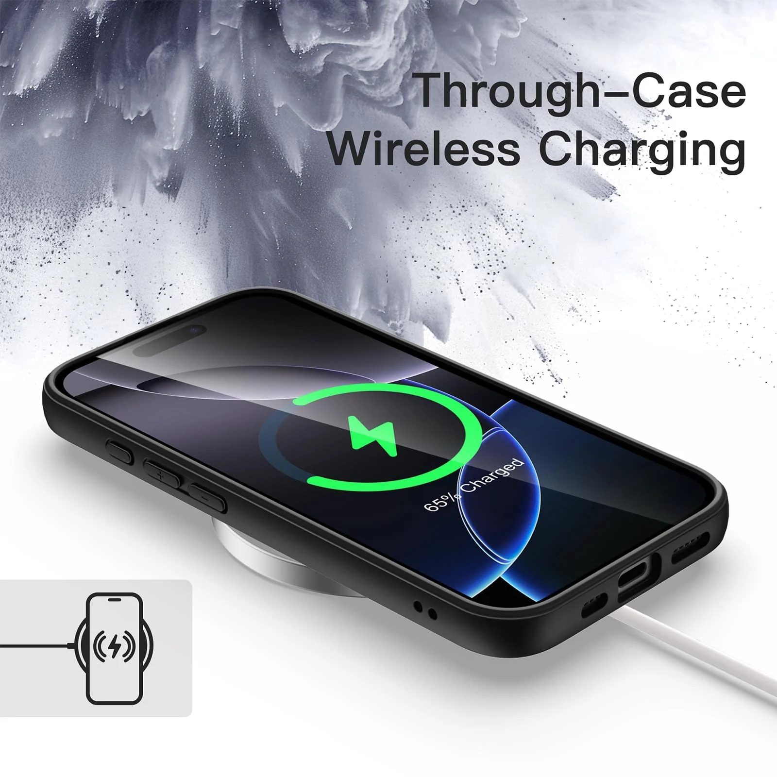 DL3 Mobilak Clear TPU Case for iPhone 16 Pro Max 6.9-Inch, Supports wireless charging, Shock-absorbing protection, Anti-fingerprint finish - Black