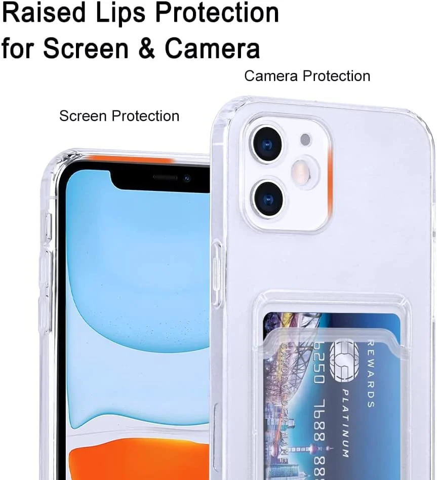 DL3 Mobilak Compatible with Apple iPhone 12 (6.1 inch) Wallet Case with Card Holder, Precision Cut-Outs and TPU Bumper for Shock Absorption, Anti-Scratch Smudge-Proof (Matte ) - Clear