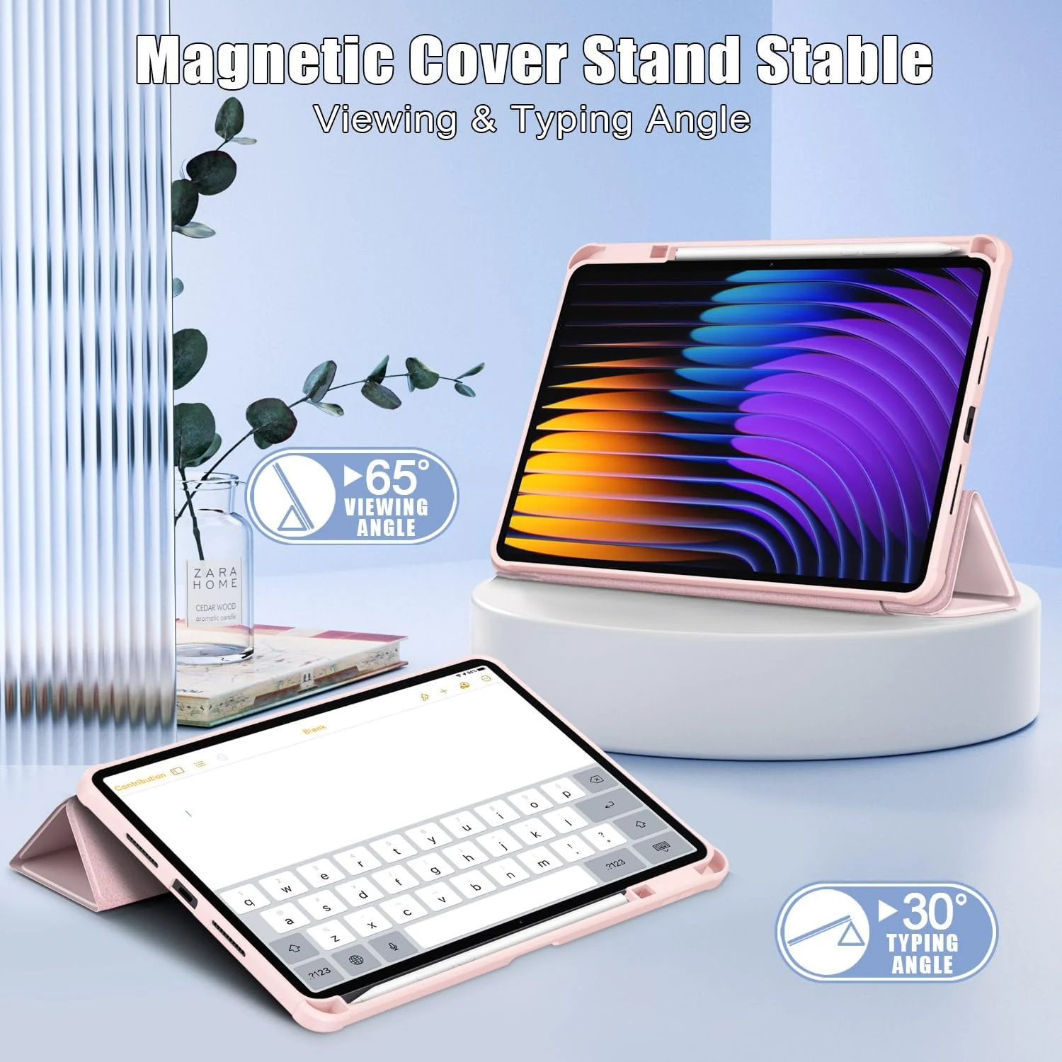 DL3 Mobilak Case for Xiaomi Pad 7 / Xiaomi Pad 7 Pro 2024 11.2 inch, Clear Shockproof Back Cover Built-in Pencil Holder, Auto Sleep/Wake - Pink Sand