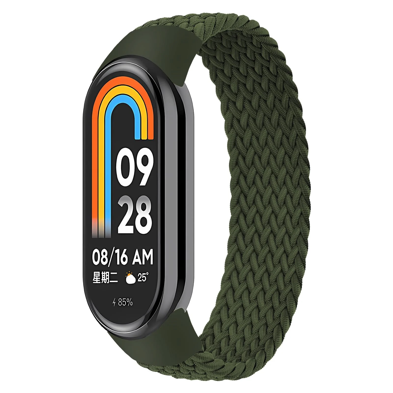 DL3 Mobilak Braided Solo Loop Band for Xiaomi Mi Band 9/Xiaomi Mi Band 8 Strap Women Men, Soft Elastic Nylon Replacement Wristband for Xiaomi Smart Band 9/8 Strap - Green