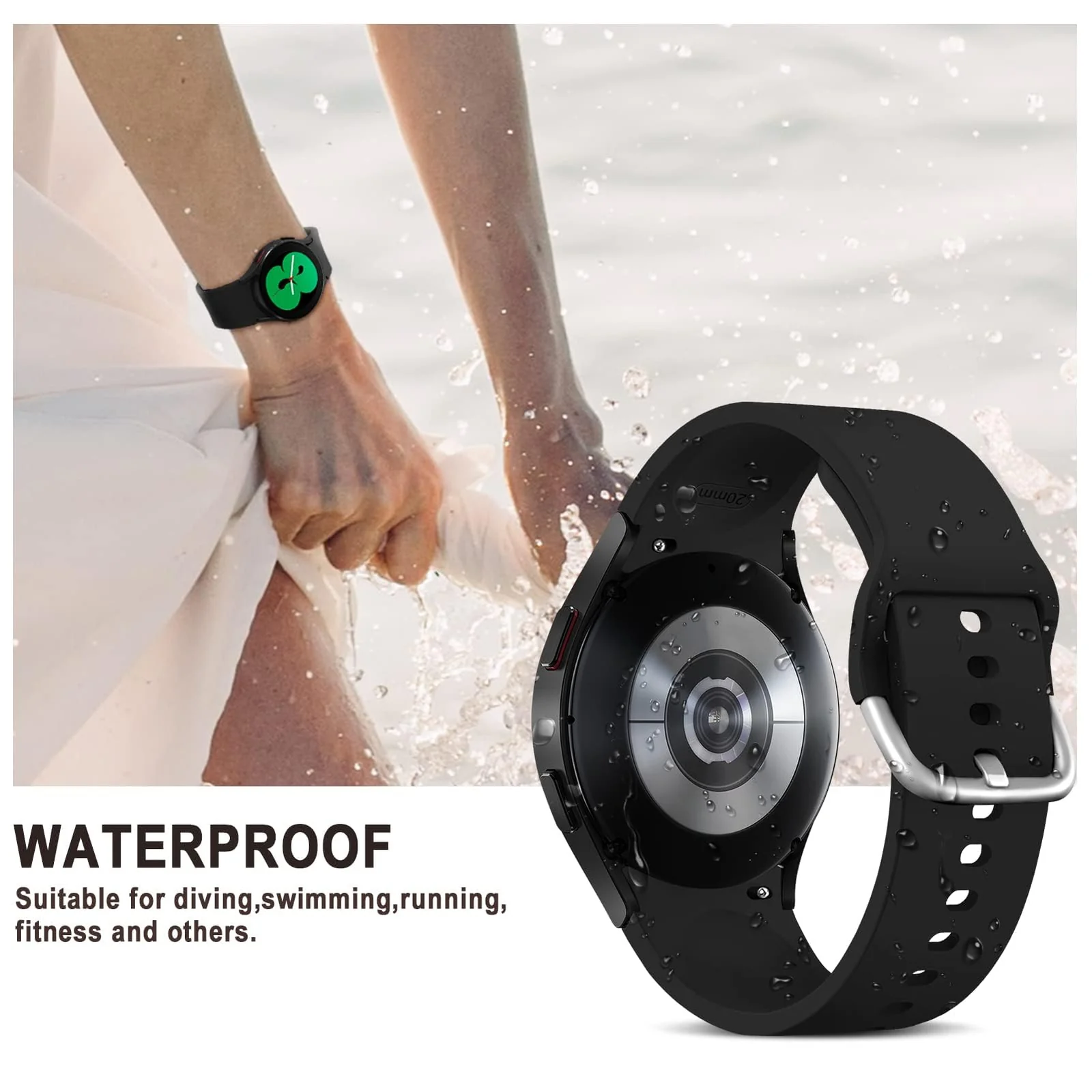 DL3 MOBILAK Silicone Buckle Band 22MM Strap Compatible with Samsung Galaxy Watch3 45mm/Galaxy 46mm/Gear S3/Compatible with Huawei Watch GT4 GT3 46MM/GT2E/GT2 Pro/GT GT2 46MM/Amazfit GTR - A.Black
