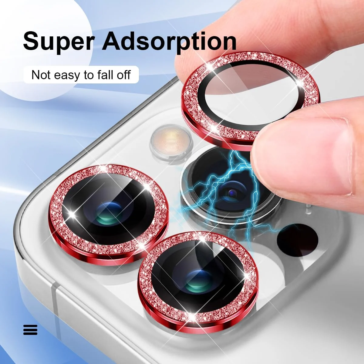 DL3 Mobilak Camera Lens Protector For iPhone 15 Pro/iPhone 15 Pro Max, [Keep Original Shooting] Tempered Glass Screen Protector Metal Individual Camera Cover, Case Friendly - Glittle Red