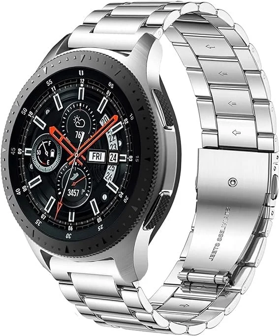 DL3 Mobilak Strap Metal 22MM Bands For Samsung galaxy watch3 45mm /galaxy 46mm/Gear S3/Huawei watch GT3 46MM/GT2E/GT2 Pro/GT GT2 46MM/Magic Watch2 46mm/Amazfit GTR 2/2e/3/3pro/4 (B. ) - B.Silver