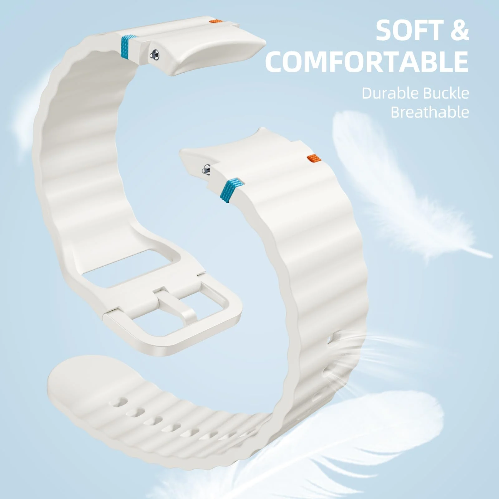 DL3 Mobilak No Gap Sport Bands For Samsung Galaxy Watch 7 6 5 4 FE Strap 40mm 44mm, Soft Silicone Sport Band for Galaxy Watch 6 Classic Straps 47mm 43mm/Galaxy Watch 5 Pro/Watch 4 Classic 42mm 46mm for Men Women - White