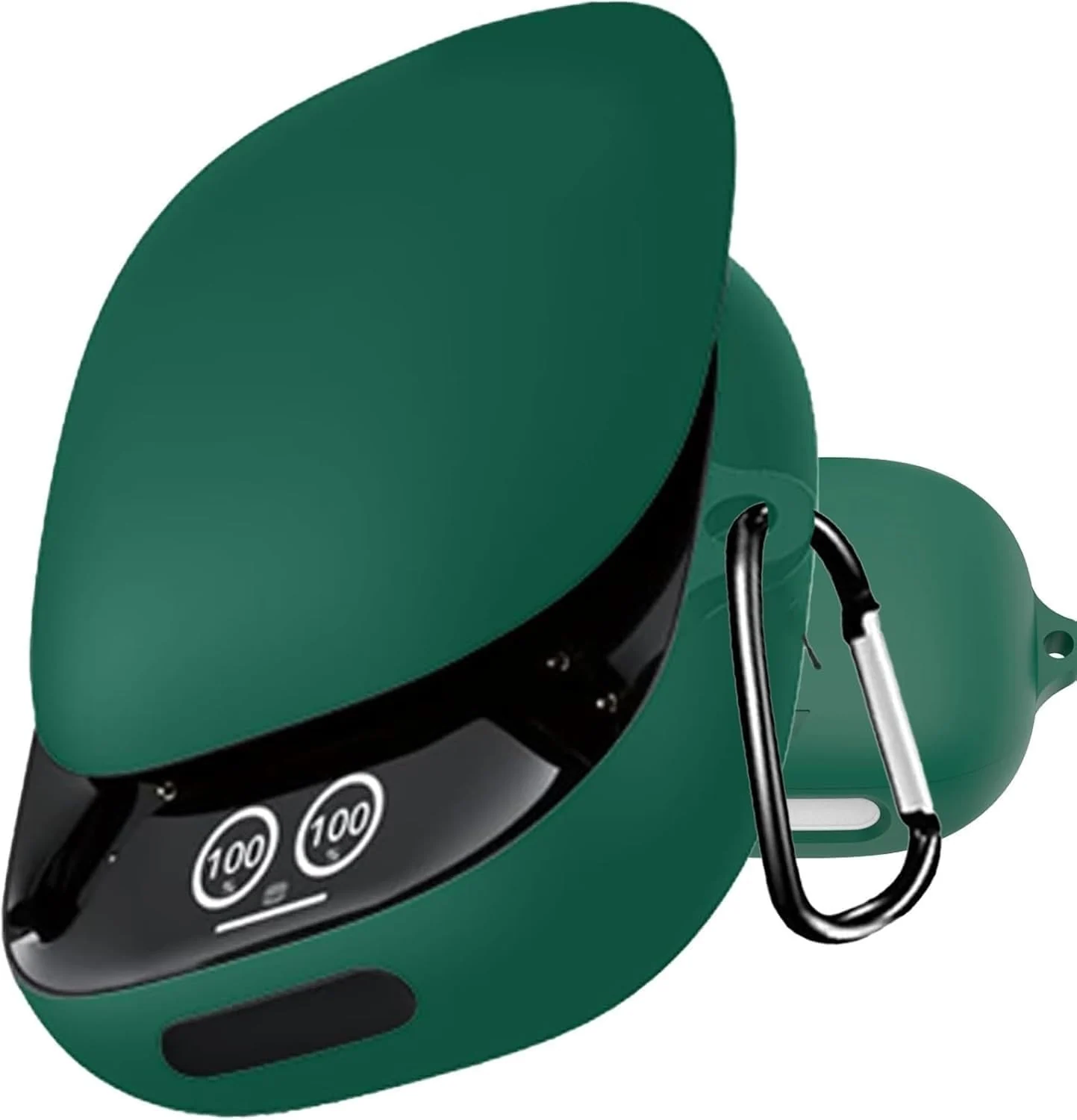 DL3 Mobilak Compatible with Anker Soundcore Liberty 4 Pro Case Cover, Soft Silicone Shockproof Protective Wireless Earbuds with Carabiner, Front LED Visible - Green