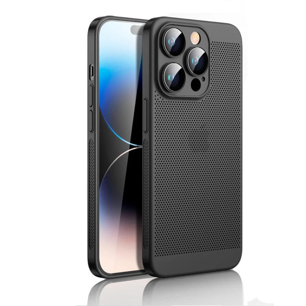 DL3 Mobilak Heat-Dissipation Hard PC Case with Built-In Camera Lens Protector for iPhone 14 Pro Max 6.7-Inch - Black