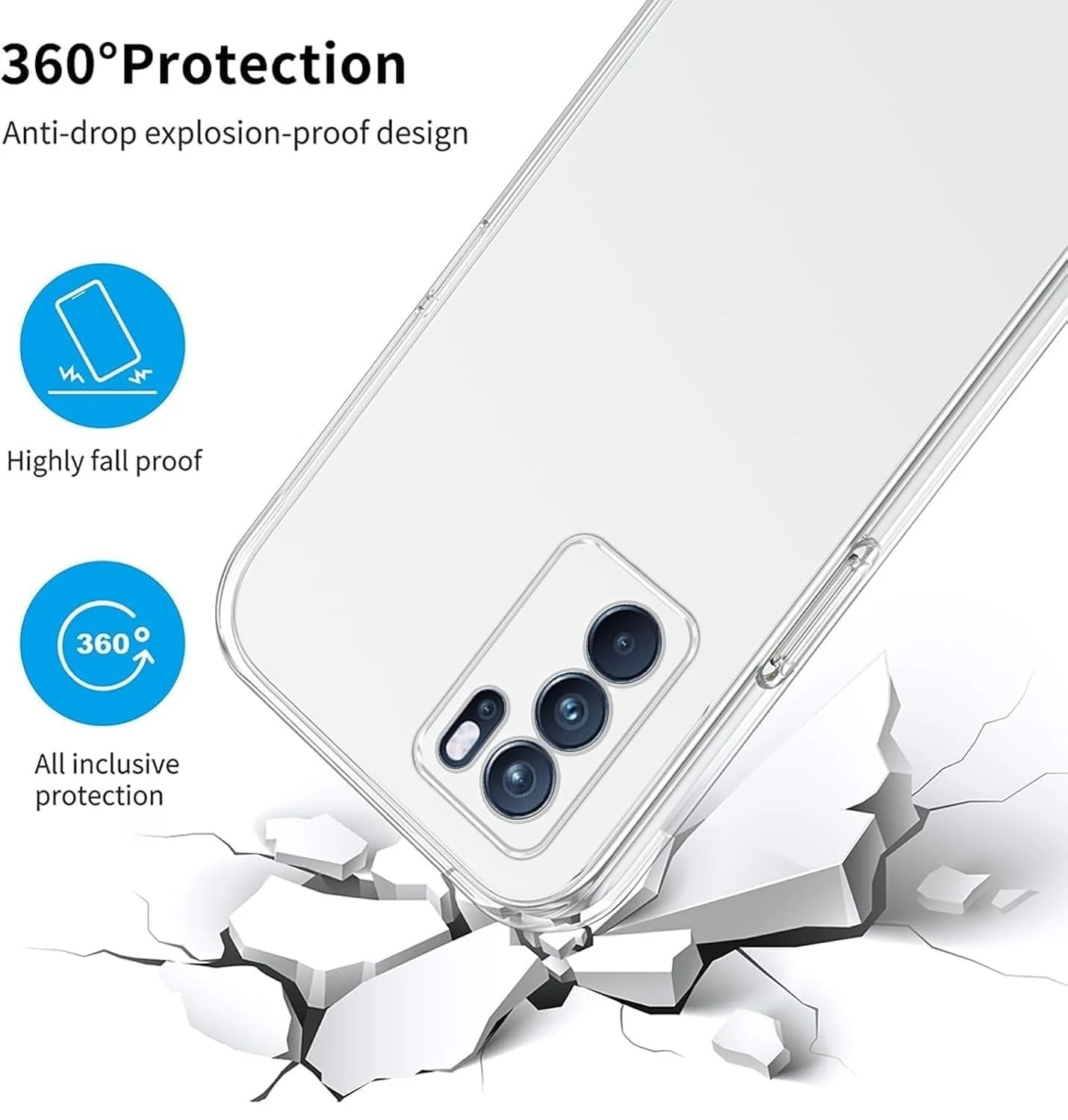 DL3 Mobilak Case Compatible with OPPO Reno 12 5G Case Crystal Soft TPU Gel Case Flexible Silicone Anti-Scratch Camera Protection TPU Cover - Clear