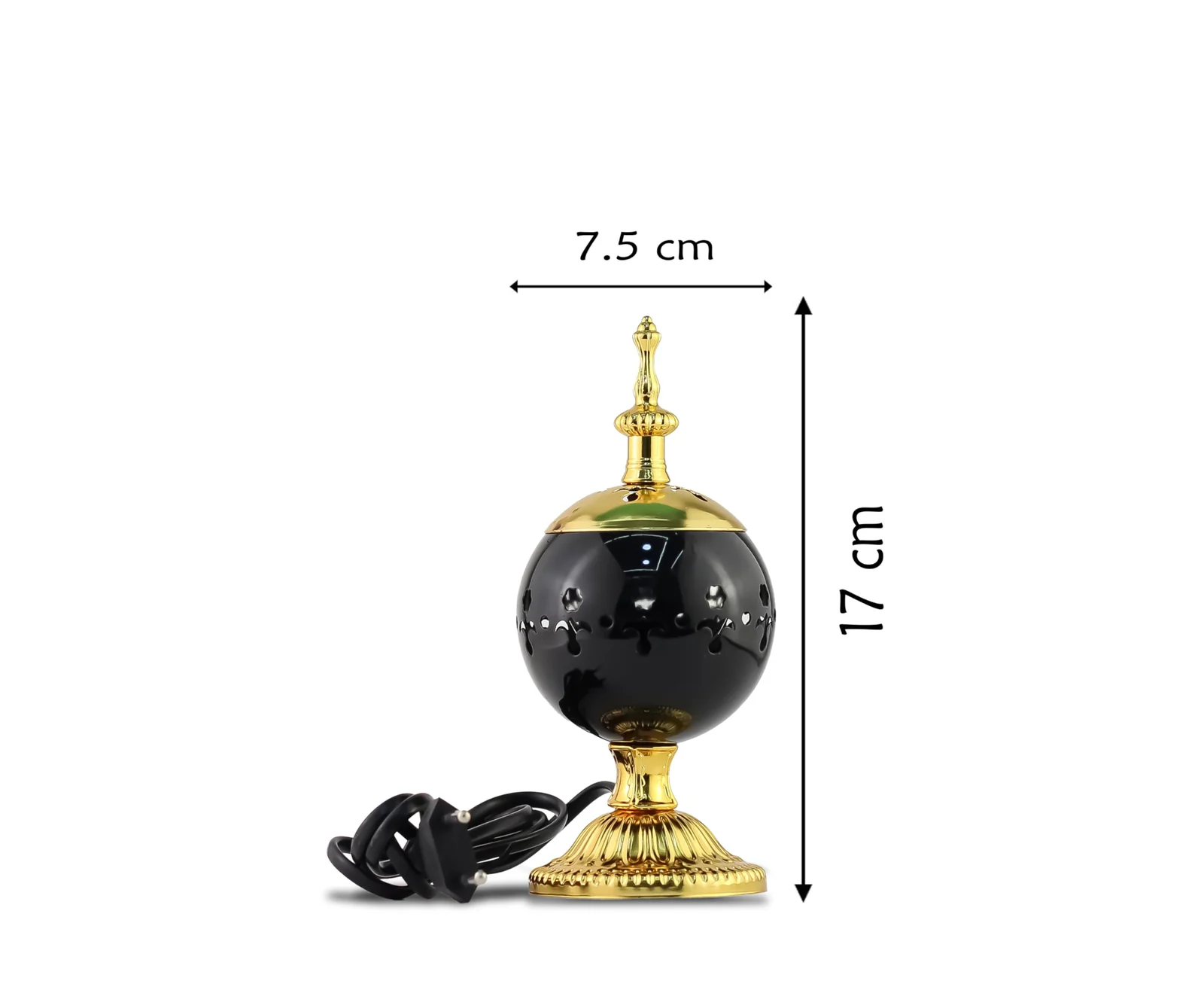 Mobigon Arabian Electric Incense Burners metal Vintage Arabic Burner, Middle Eastern Incense Holder- Electric Incense Burner Bakhoor Suitable For Arabian Oud, Home, Hotel Decor - C. Black&Gold