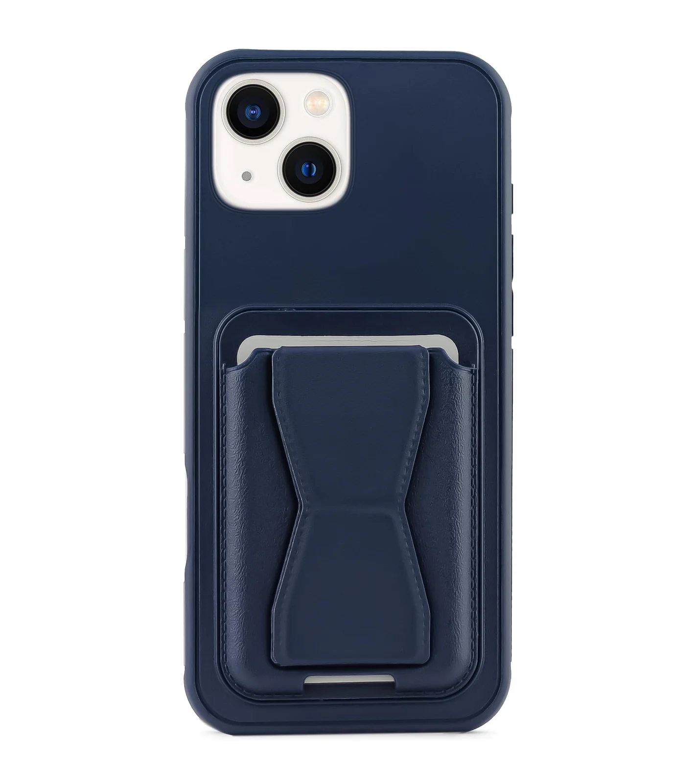 DL3 Mobilak Leather Wallet Case Compatible with iPhone 15 6.1-Inch, Leather Back Cover With TPU Frame, Shockproof Protective Phone Case with Card Holder Stand - Blue