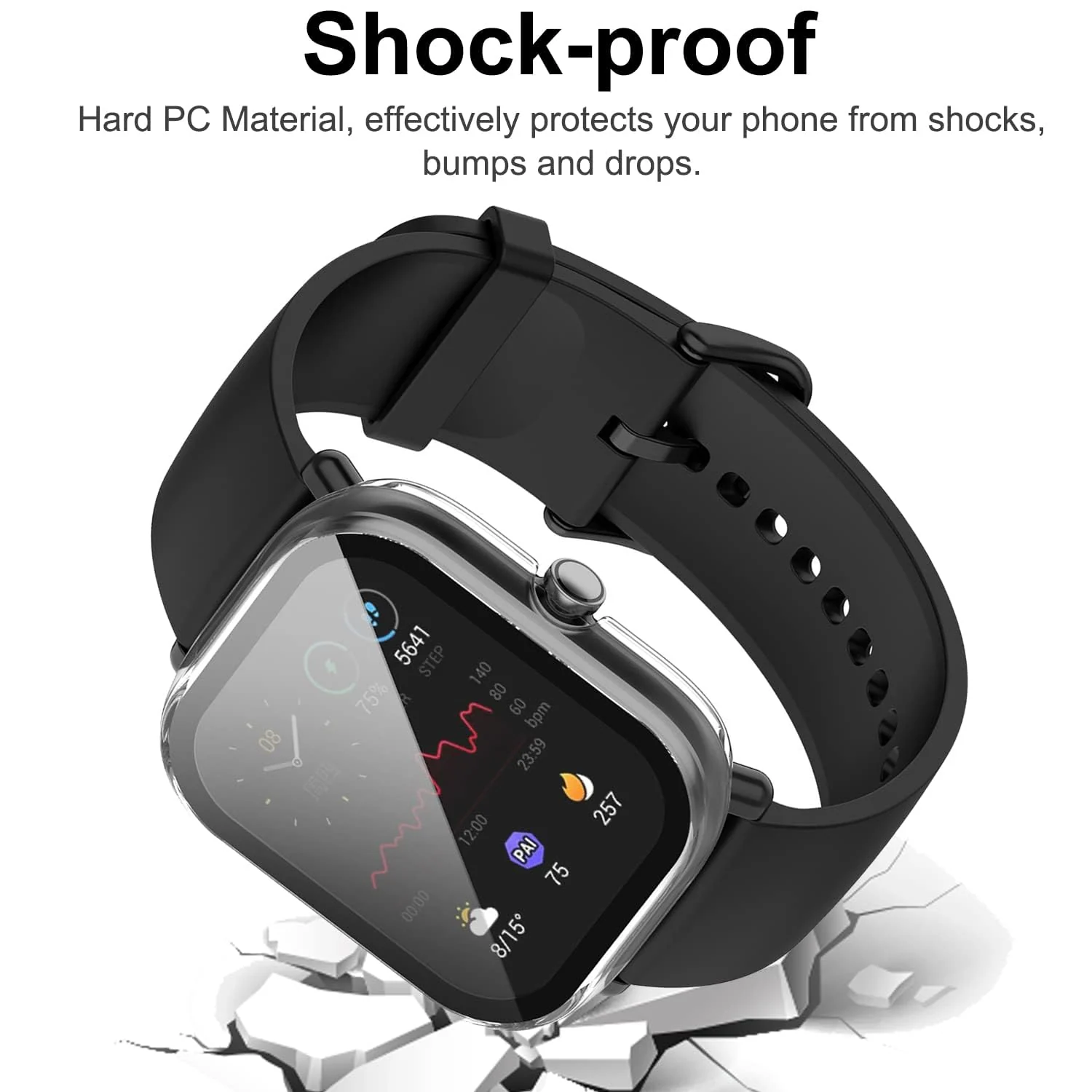 DL3 Mobilak Protective Case Compatible with Amazfit GTS 2 Mini 9H Hardness PC Case Bumper Full Slim Protective Cover with Tempered Glass For Amazfit GTS2 Mini - Clear