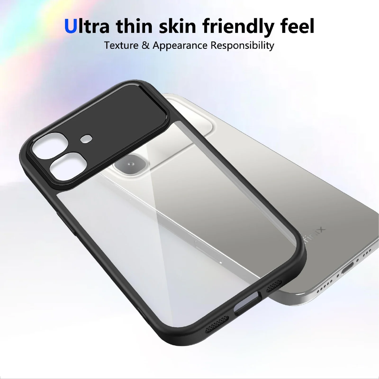 MOBIGON Anti-Yellowing Shockproof Transparent Phone Case for Infinix Smart 20, Black