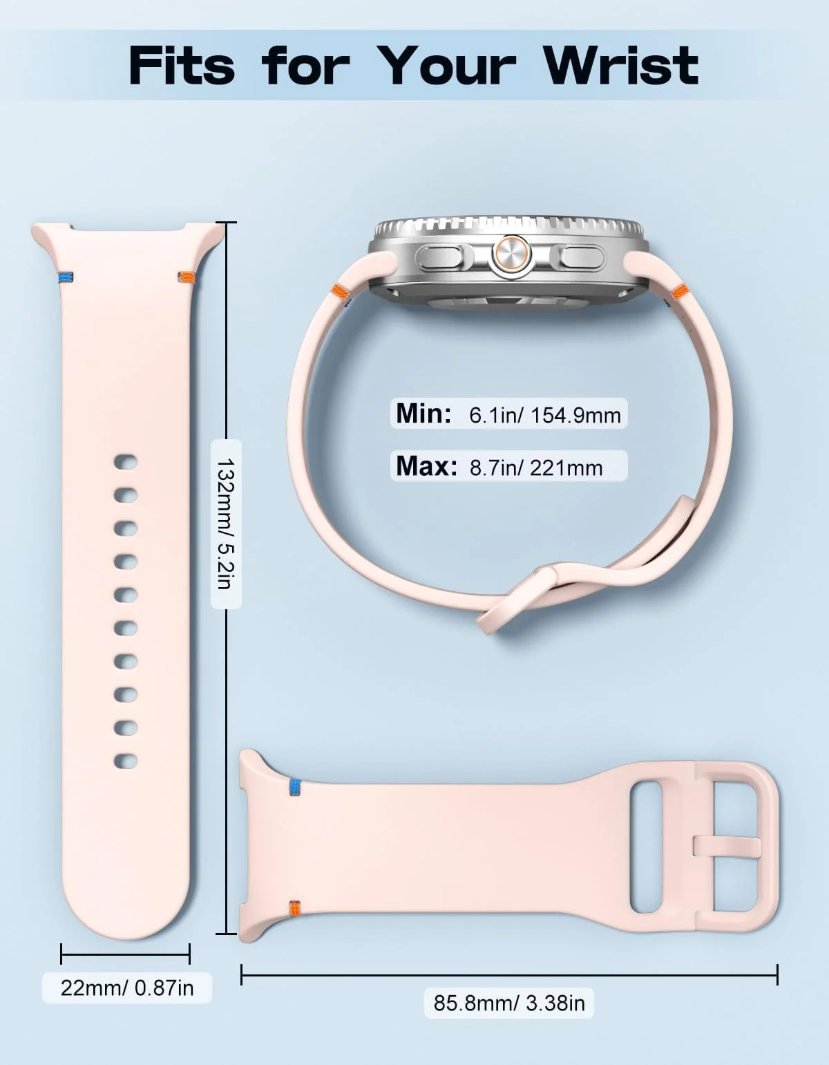 DL3 Mobilak Silicone Bands Compatible with Samsung Galaxy Watch 8 Band 40mm 44mm, Galaxy Watch 8 Classic Band 46mm, Waterproof Soft Wristband Sport Strap for Galaxy Watch 8 Bands 2025 Women Men - Pink