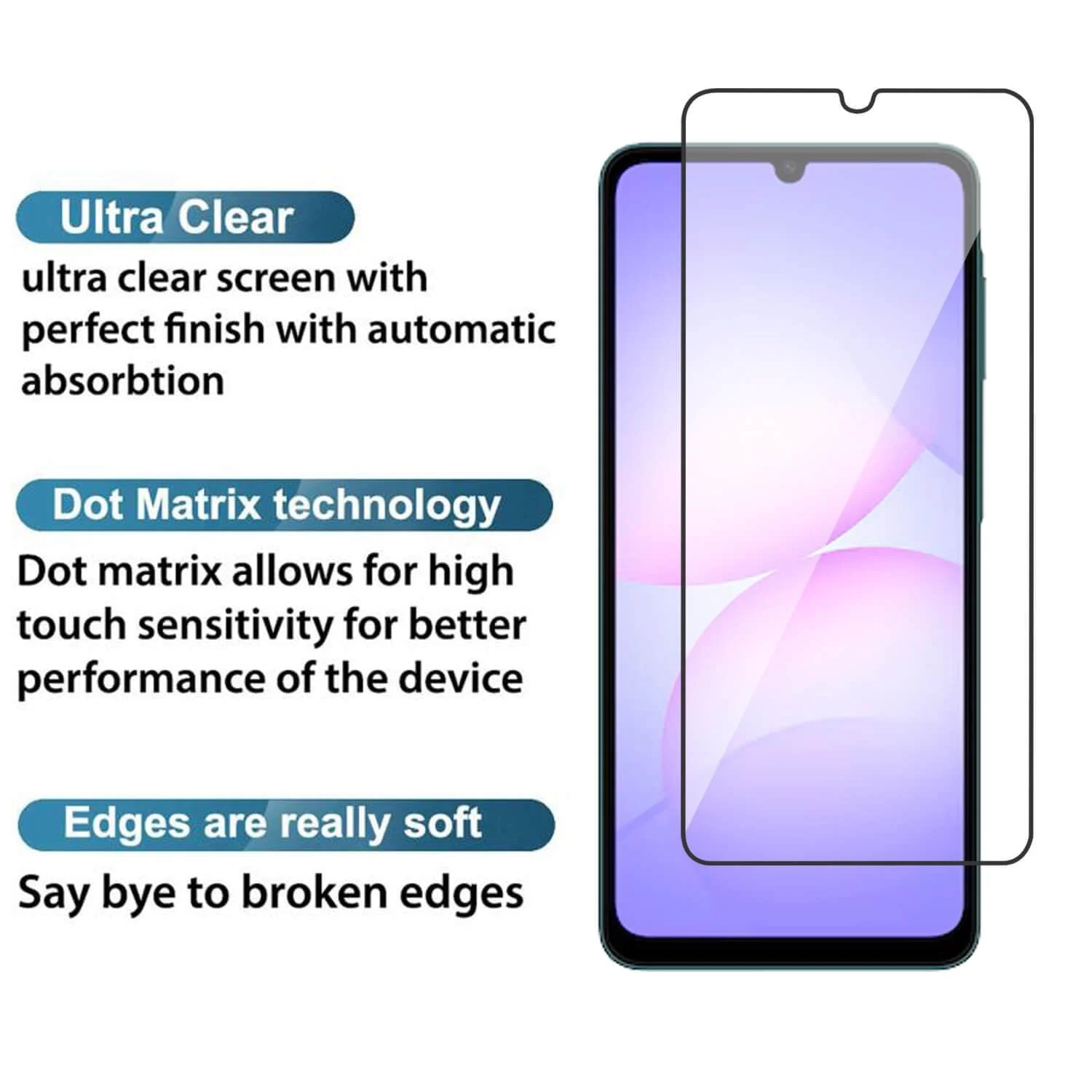 DL3 Mobilak for Samsung Galaxy A07/A05S Tempered Glass Screen Protector, 9H Hardness Anti-Scratch Tempered Glass flim, Case Friendly, Anti-Scratch - Clear