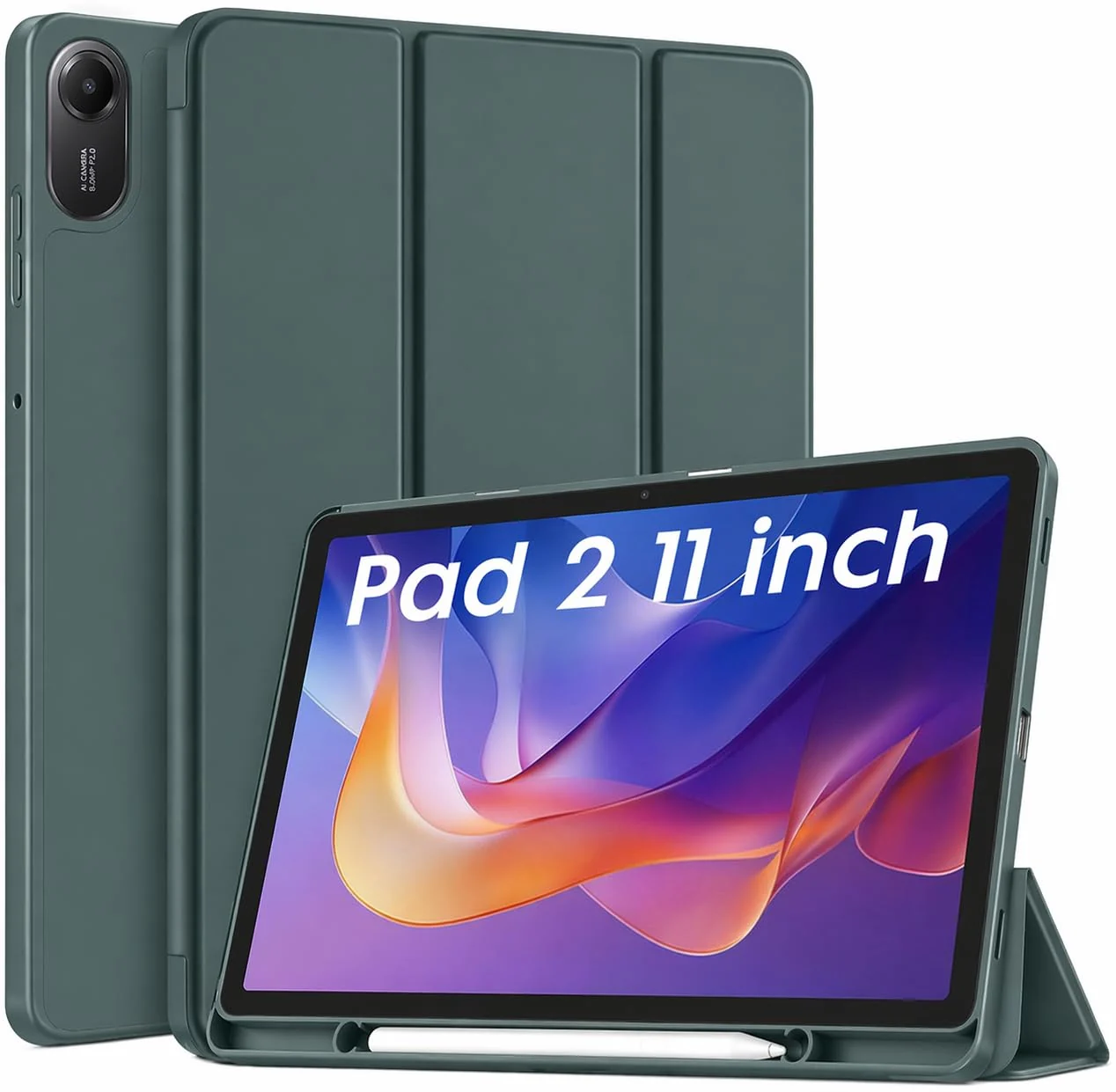 DL3 Mobilak Xiaomi Redmi Pad 2 2025 11 inch Case with Pen Holder, Soft TPU Back Trifold Stand Protective Smart Cover Flip, Auto Wake & Sleep