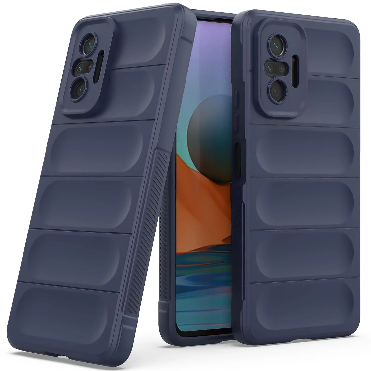 DL3 Mobilak Flexible Silicone and TPU Protective Case with Camera Protection for Xiaomi Redmi Note 10 Pro / Note 10 Pro Max - Blue