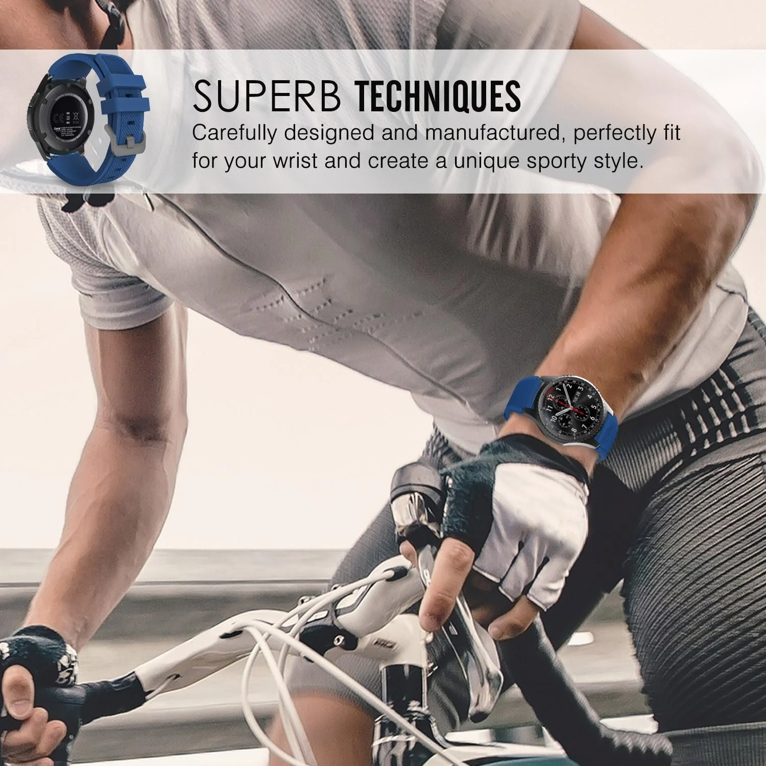 DL3 Mobilak Sport Silicone Band 20MM Strap For Samsung Gear Sport/Watch 6/5/4/5 Pro 45mm/S2 classic/active 2 40mm 44mm/Amazfit GTS/2/2e/GTS3/3 Pro/2 Mini/3 Mini/Bip 3/Bip 3 Pro - Blue