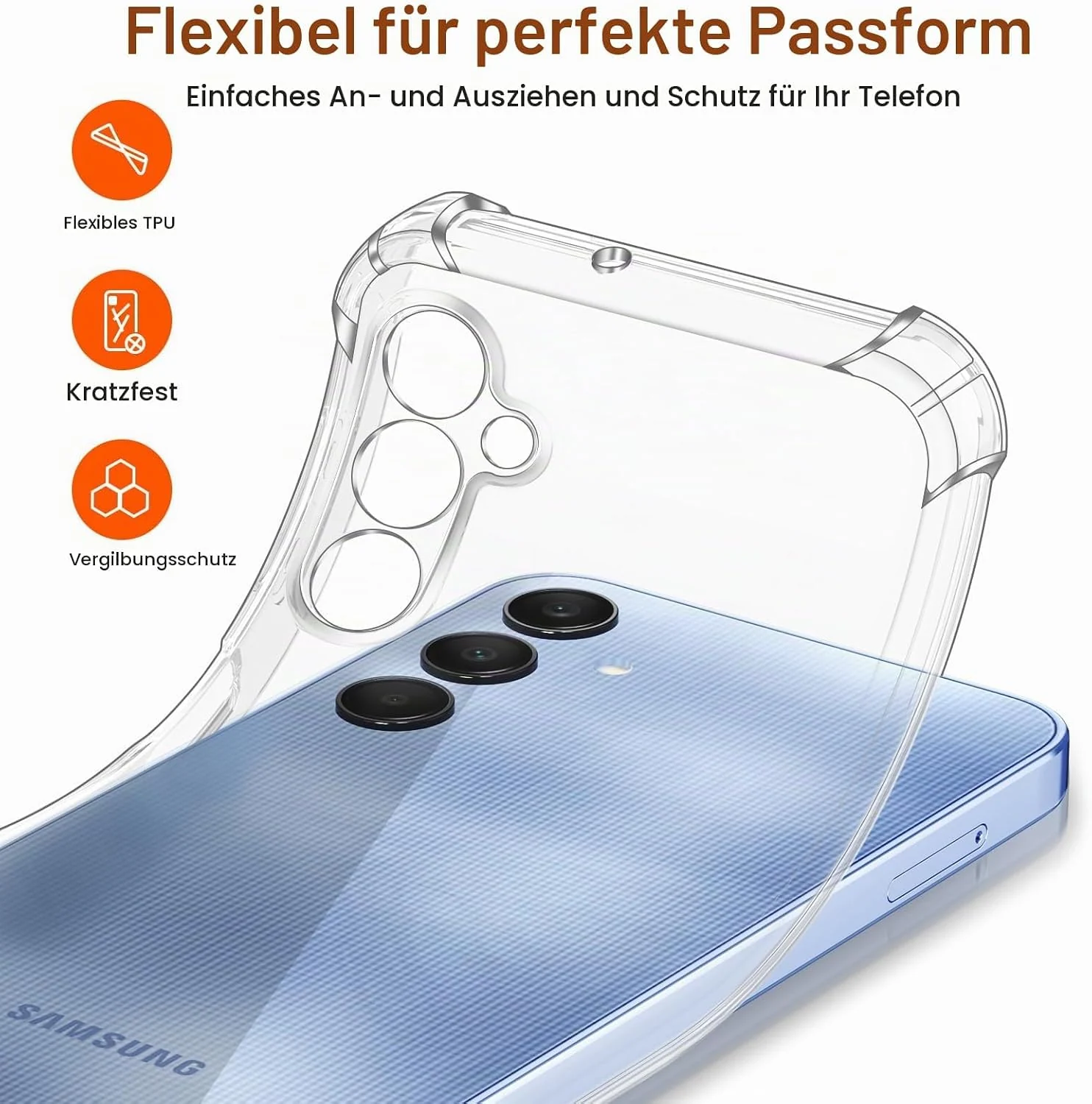 DL3 MOBILAK Anti-Shock Transparent TPU Phone Case for Samsung Galaxy A25 5G, Clear