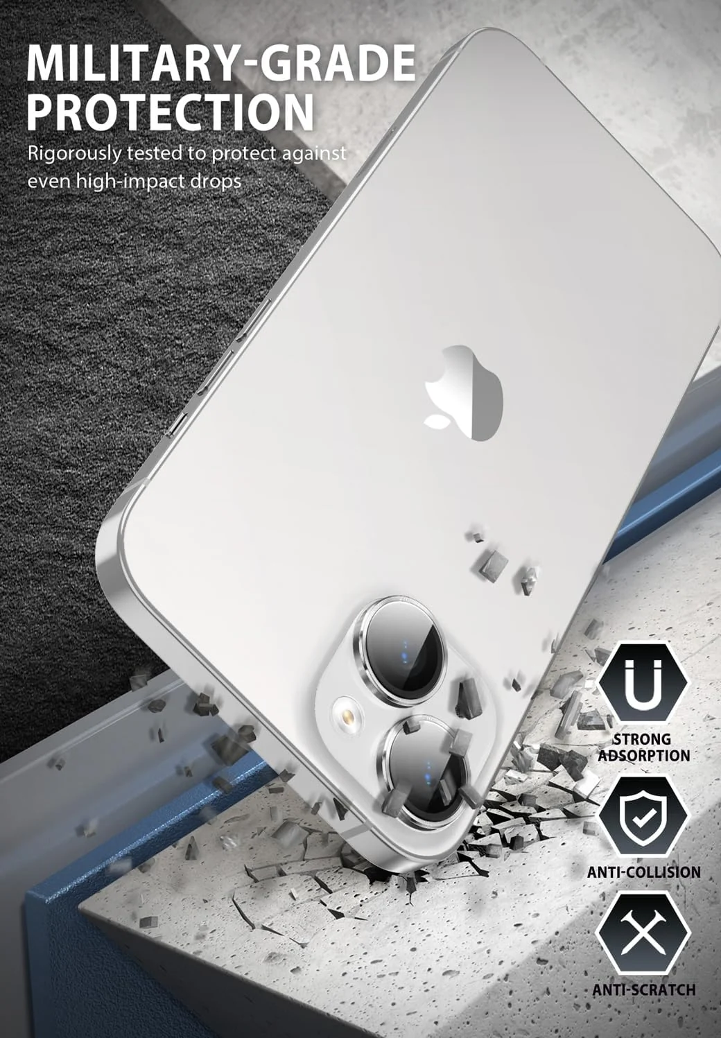 DL3 Mobilak Camera Lens Protector Compatible with [iPhone 13/13 mini] | Impact Protection - High Clarity and Scratch/Fingerprint Resistant 9H Tempered Glass with Aluminum Trim - Silver