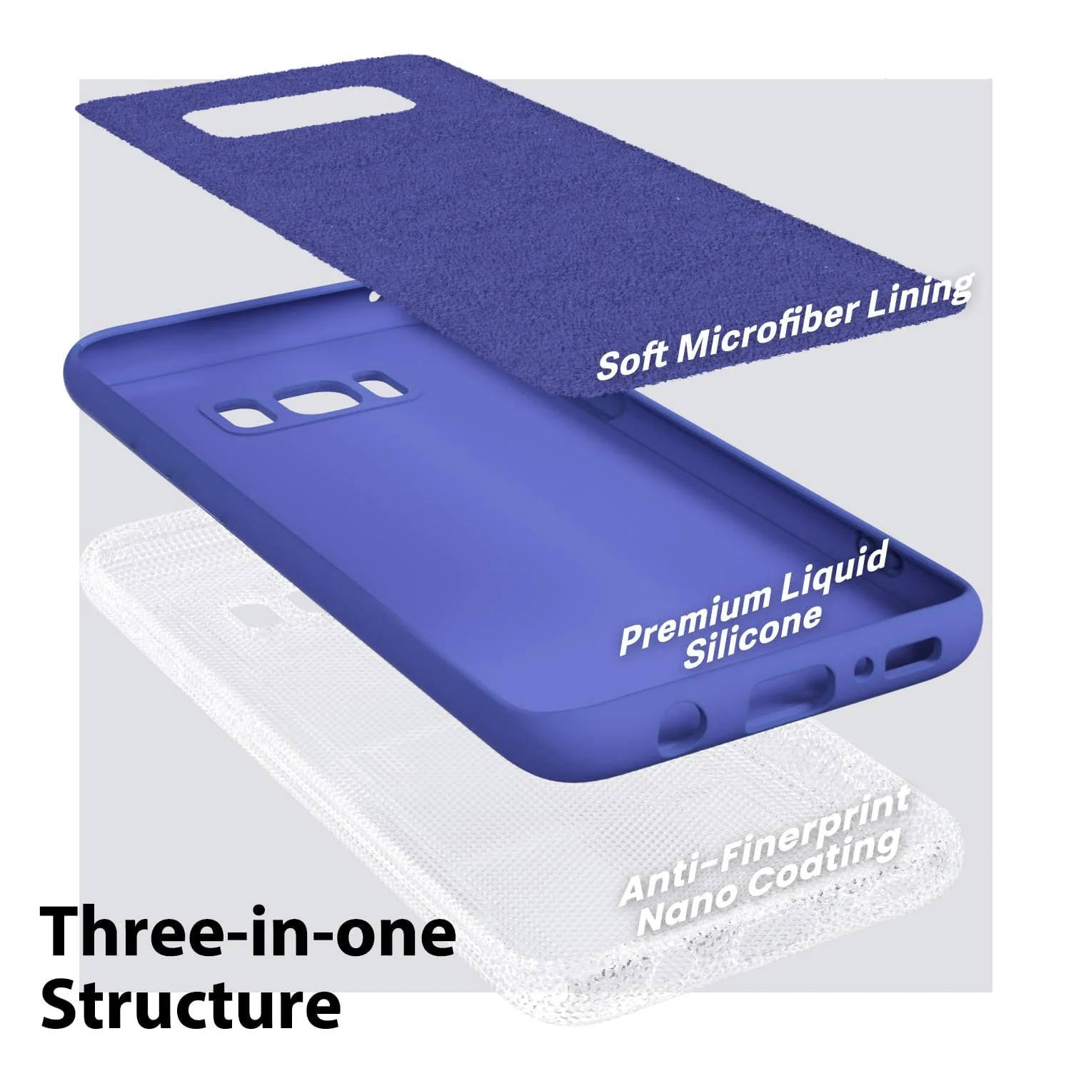 DL3 Mobilak Liquid Silicone Protective Case with Soft Microfiber Lining with Full Camera Protection for Samsung Galaxy S8+ Plus - Light Blue