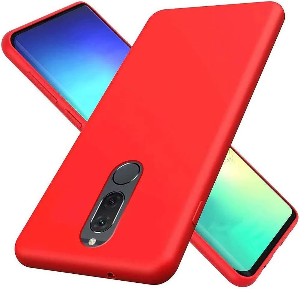 DL3 Mobilak Soft Silicone Protective Case for Huawei Mate 10 Lite with Microfiber Lining and Shockproof Design - Red