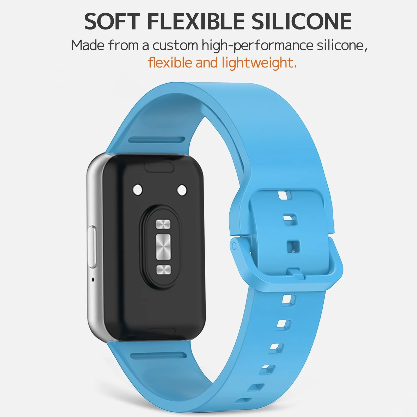 DL3 MOBILAK Silicone Bracelet for Samsung Galaxy Fit 3 Strap, Soft Silicone Sport Replacement Strap For Women/Men, Adjustable Waterproof Sports Band - Light Blue