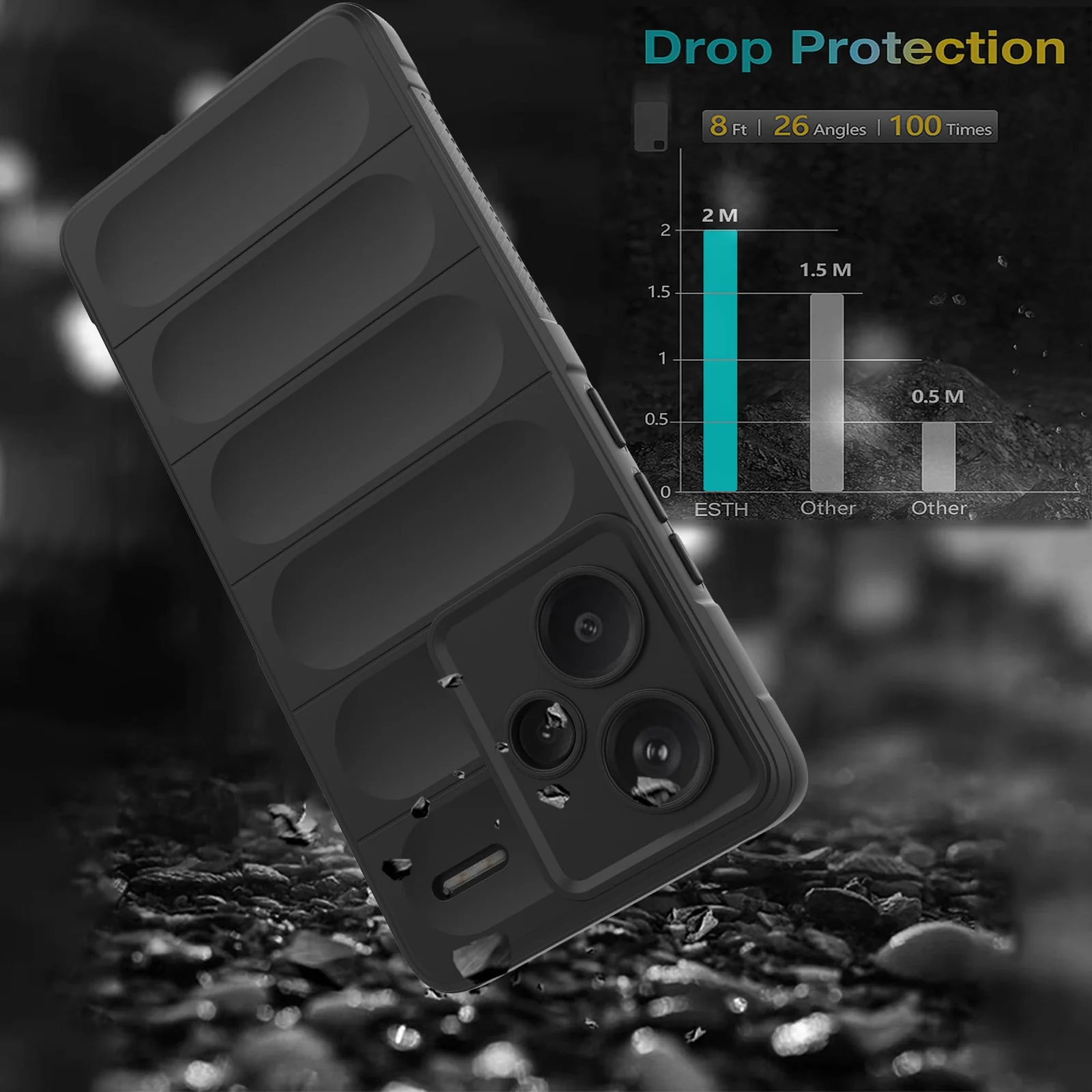 DL3 Mobilak Soft Silicone Protective Case for Xiaomi Redmi Note 13 Pro+ Plus 5G with Camera Protection and Shockproof Design - Black