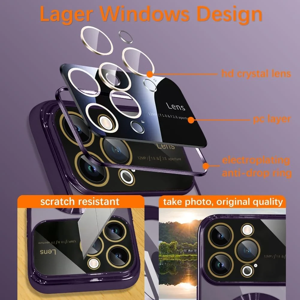 DL3 Mobilak Clear MagSafe-Compatible Magnetic Case for iPhone 11 Pro Max 6.5 Inch with Camera Protection and Shockproof Design - Dark Purple