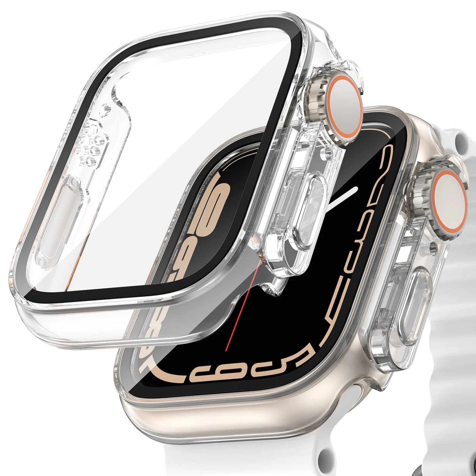DL3 Mobilak for Apple Watch 45mm Screen Protector Case, Built-in Tempered Glass Screen Unique Design Case Cover for iWatch 45mm Series 9 8 7 - Clear