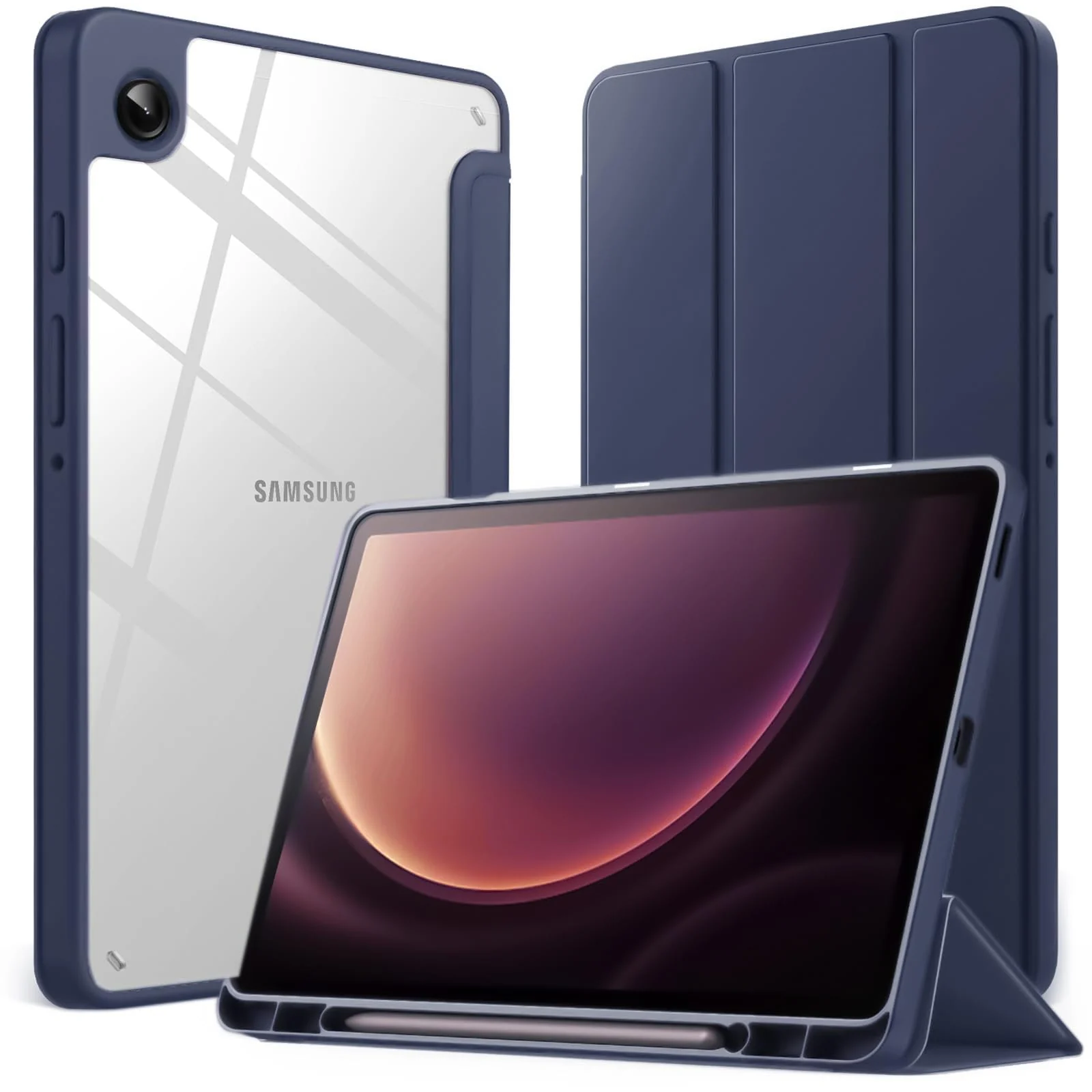 DL3 Mobilak Samsung Galaxy Tab A9+/ A9 Plus Case 11 inch 2023 (SM-X210/X216/X218) with Pen Holder, Soft TPU Back Trifold Stand Protective Smart Cover Flip, Auto Wake&Sleep