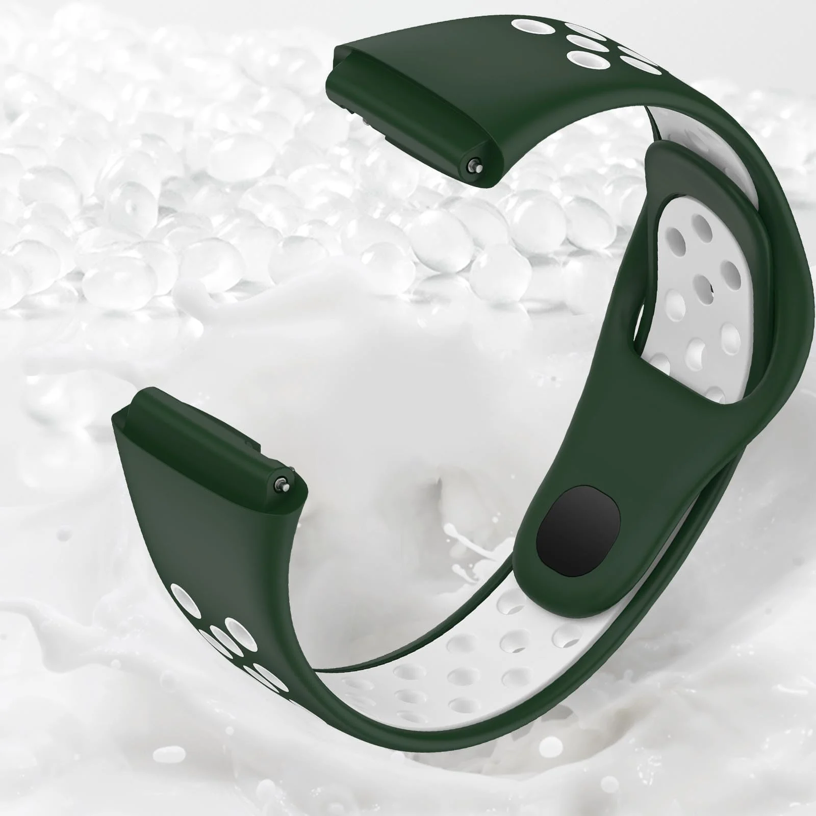 DL3 Mobilak Strap Silicone Compatible With Xiaomi Redmi Watch 3 Active/Redmi Watch 3 Lite, Sport Silicone Watch Band Wrist Strap, Bracelet Wristband Wrist Strap - Green White