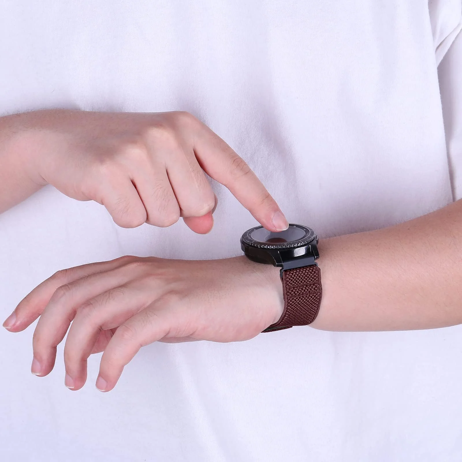 DL3 Mobilak Strap Nylon Loop 22MM Band For Xiaomi Redmi Watch 5 Active/5 Lite/Samsung Galaxy Watch 3 45mm/Watch 46mm/Gear S3/For Huawei watch GT5 GT4 GT3 GT2 GT 46MM/GT2E/GT2 Pro/GT 3 Pro/GT5 Pro - Brown