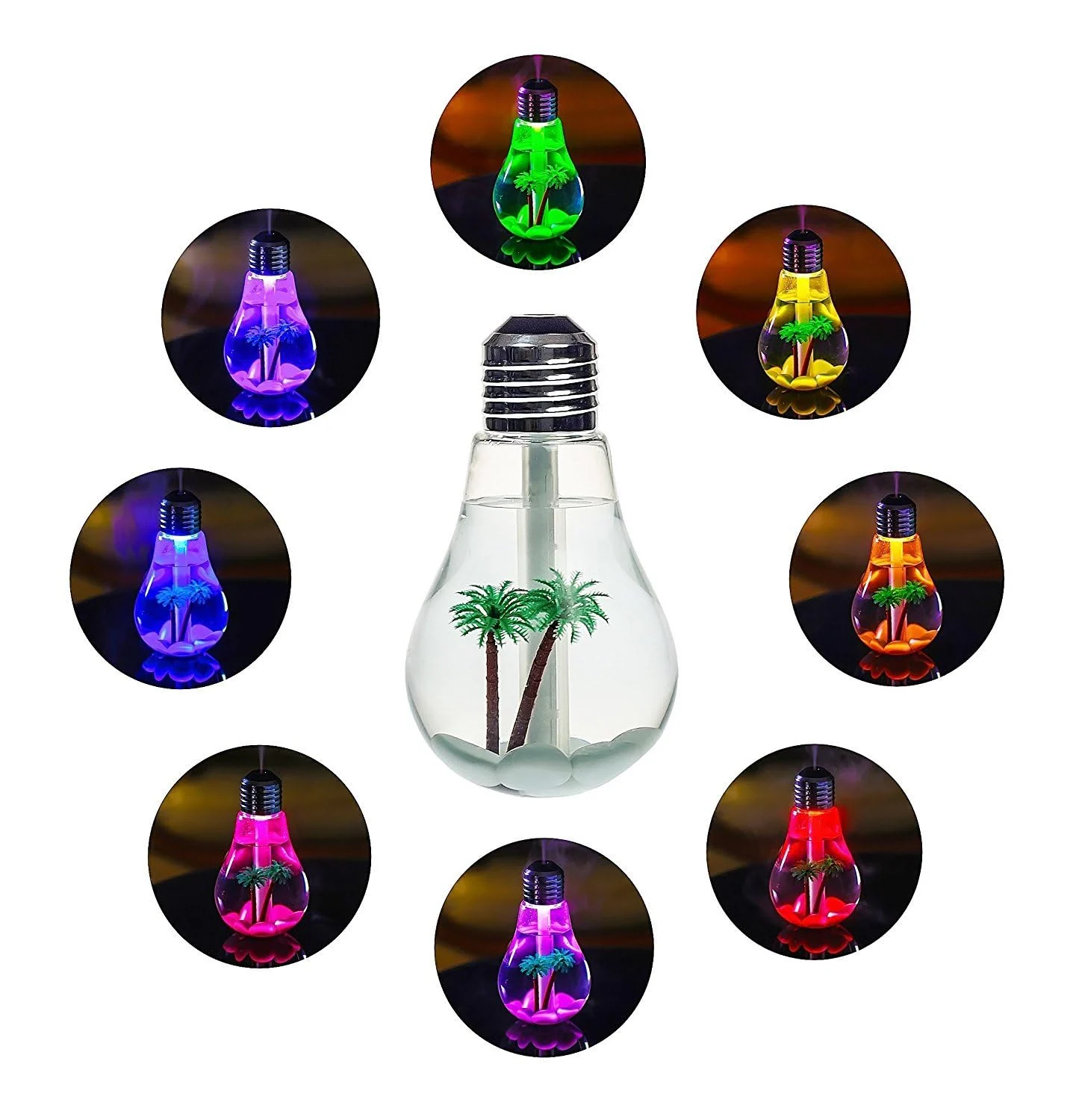 Mobigon Wood Cool Mist Ultrasonic Humidifier for Room Moisture, Aroma Diffuser for Home, 400ml Essential Oil Diffuser with 7 Colorful Night Light, Auto Shut-Off, Home, Office - Style 1