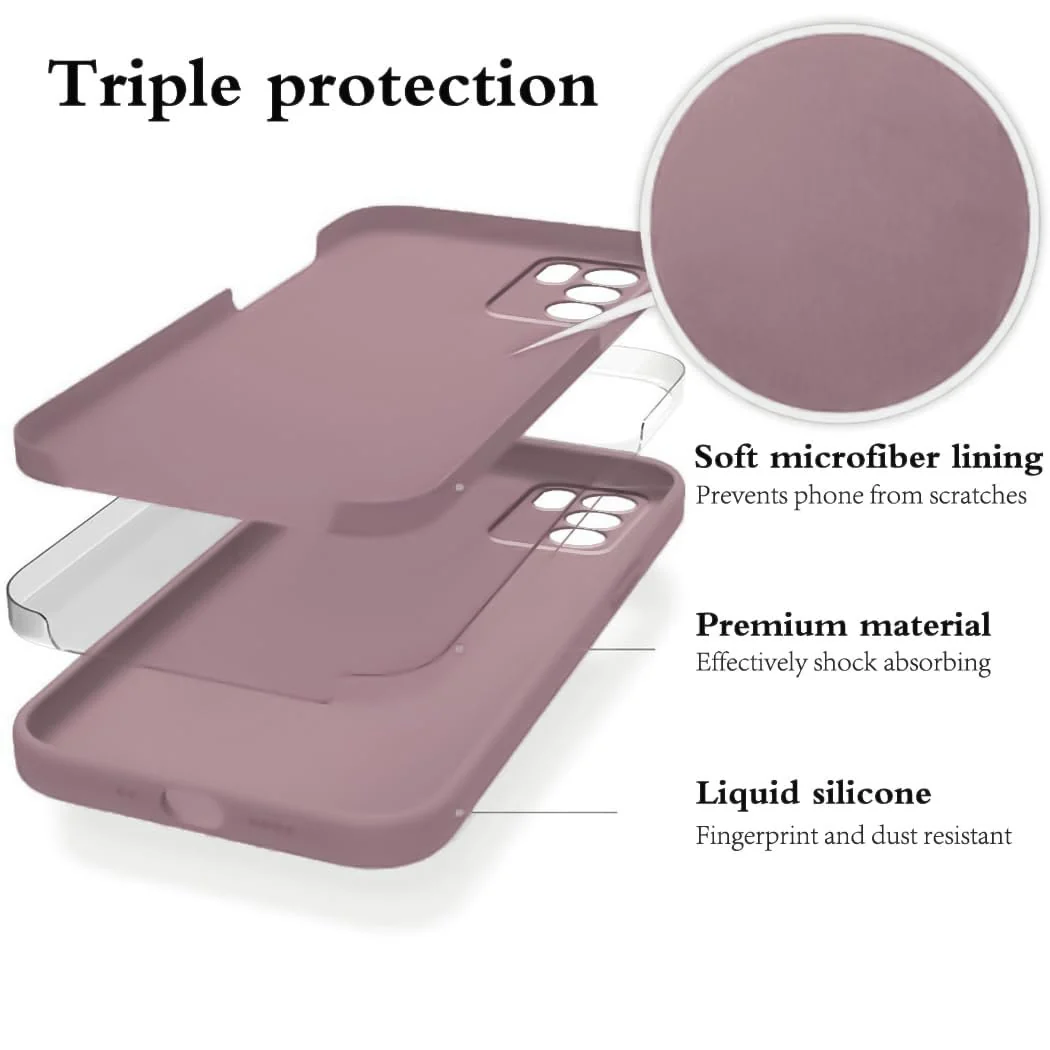 DL3 Mobilak Liquid Silicone Protective Case with Soft Microfiber Lining with Full Camera Protection for OPPO Reno 6 5G - Cashmere