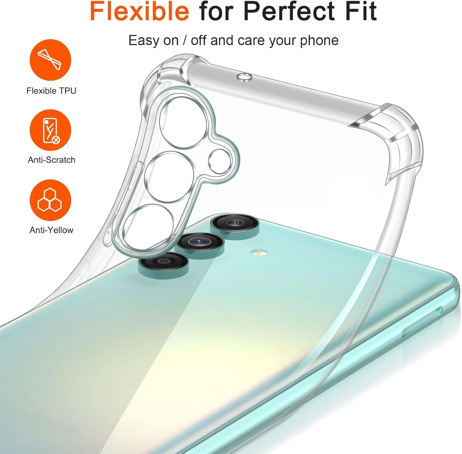 DL3 Mobilak Case Compatible with Samsung Galaxy M55 5G, Cover Silicone TPU Gorilla Anti-shock Protector Camera Shockproof Corners - Clear