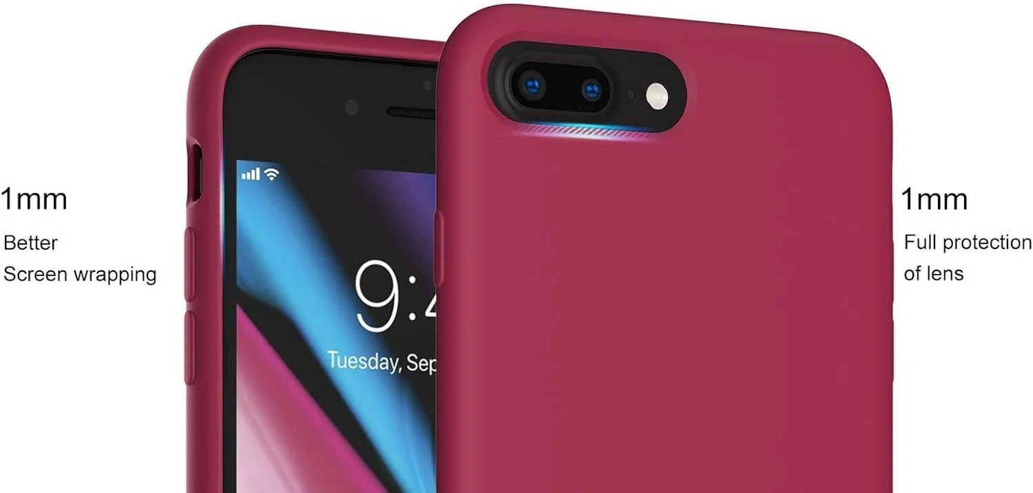 DL3 Mobilak Liquid Silicone Protective Case for iPhone 6 Plus / 6S Plus with Camera Protection and Microfiber Lining - Rose Red
