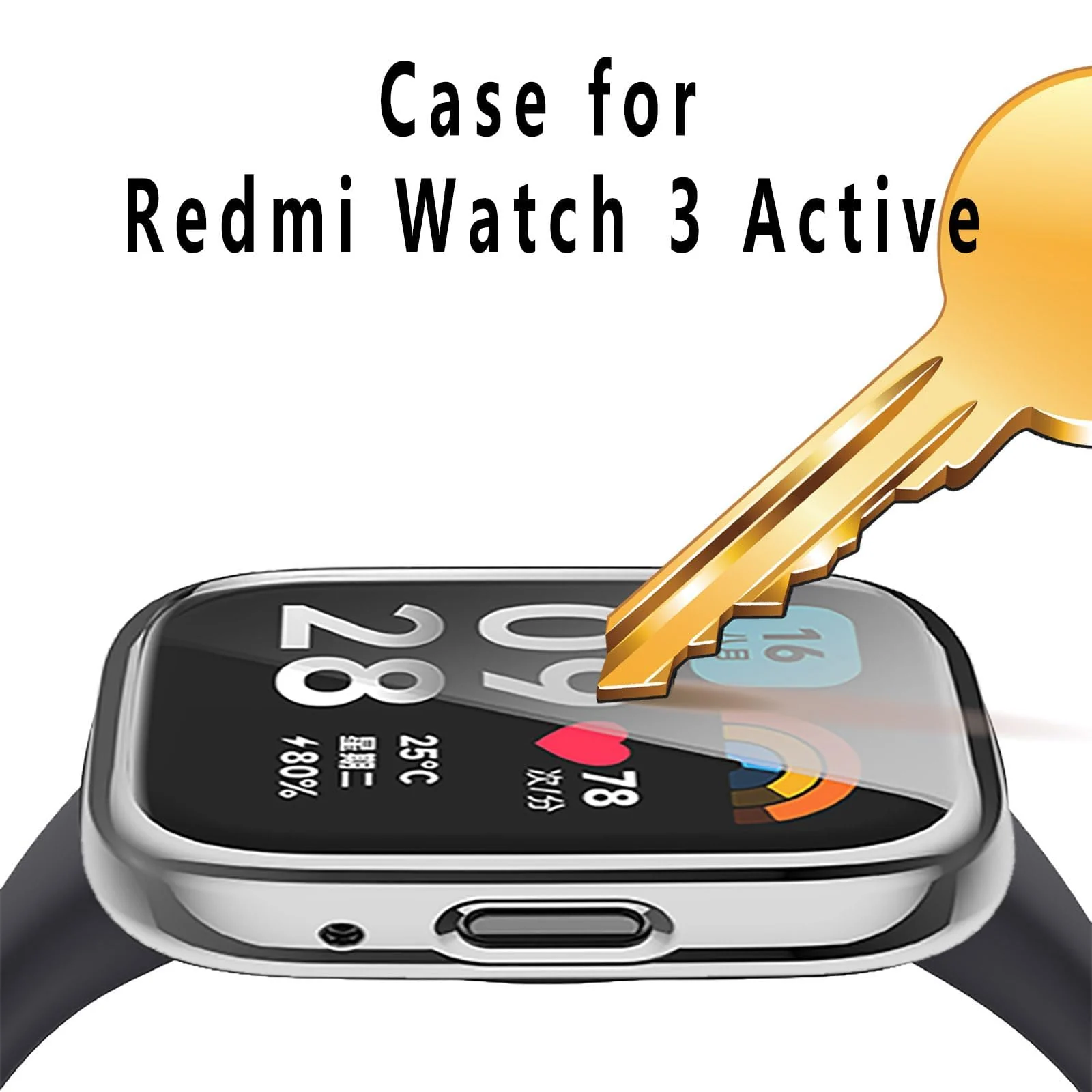 DL3 Mobilak Case for Xiaomi Redmi Watch 3 Lite/Redmi Watch 3 Active All-Around with Built-in Screen Protector Watch Soft TPU Shockproof Cover Slim Guard Thin Bumper Shell Protector - Silver