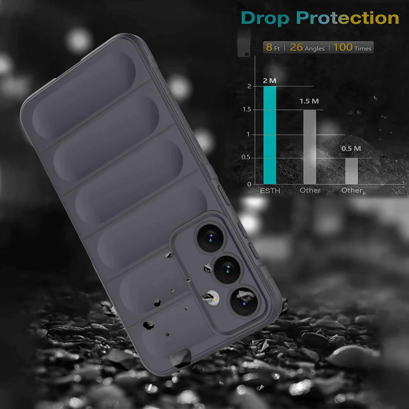 DL3 Mobilak Silicone Case for Samsung Galaxy A55 Heavy Duty Protective [Slim Fit] Shockproof Soft Flexible Protective Design Shock-Absorption TPU Cover With Camera Protection - Dark Gray