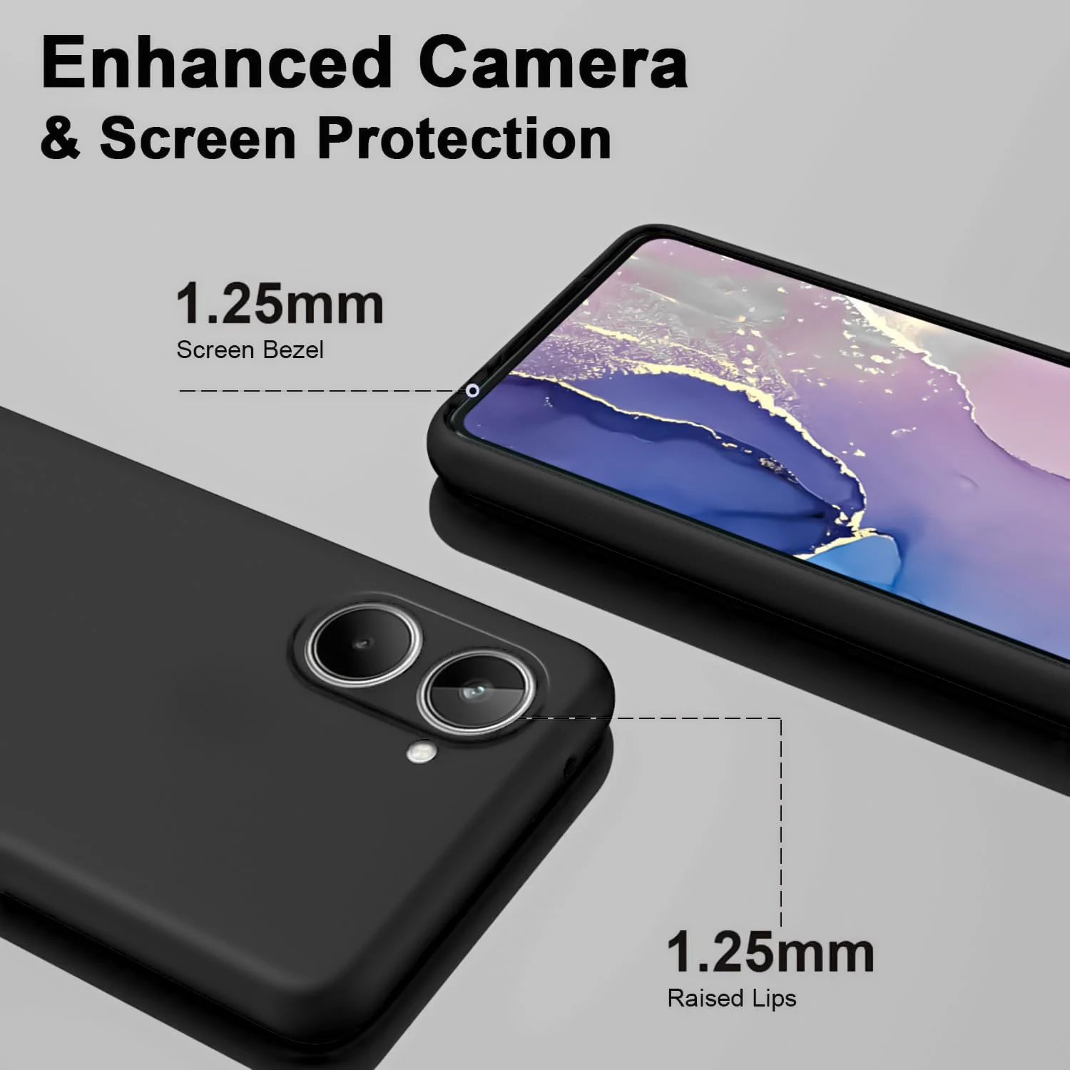 DL3 Mobilak Liquid Silicone Case for realme 10 4G, Shock-absorbing protection, Scratch-resistant surface, Soft microfiber lining - Black