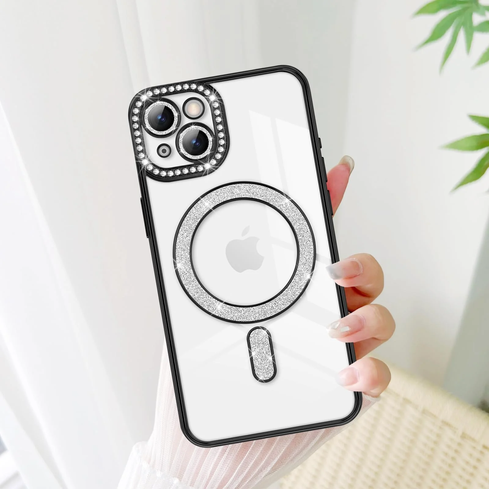 DL3 Mobilak MagSafe-Compatible Magnetic Case for iPhone 15 with Camera Protection and Magnetic Car-Mount Support - Black