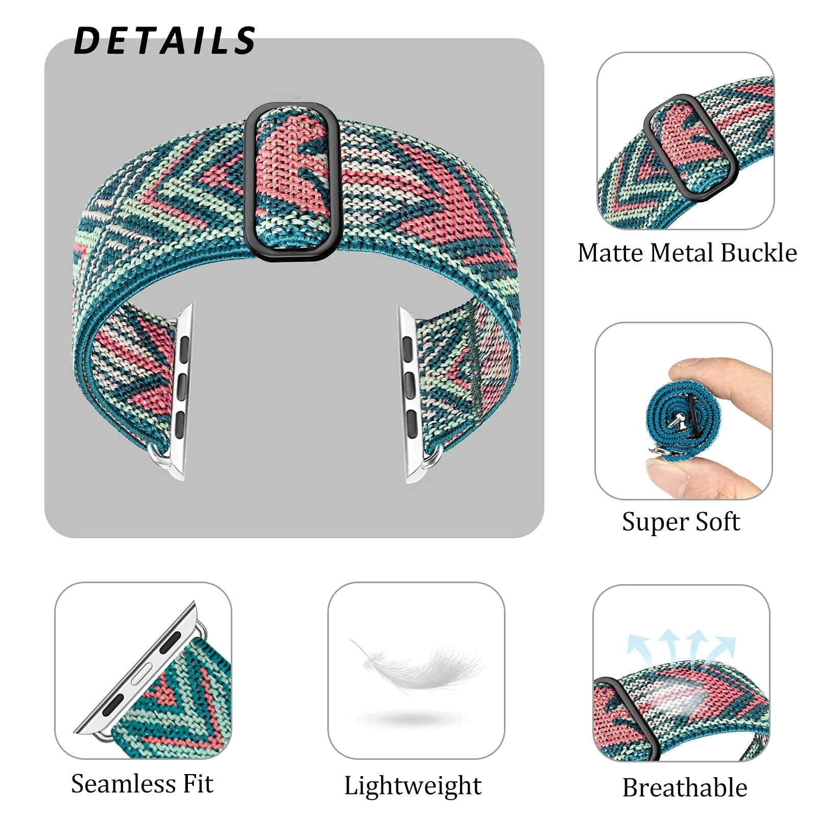 DL3 MOBILAK Nylon Solo Loop Stretchy Straps For Apple Watch Band 49mm 45mm 44mm 42mm 41mm 40mm 38mm, Elastic Wristbands for Series 8 Ultra 7 6 5 4 3 2 1 Se (38MM/40MM/41MM) - Green Arrow