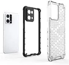 DL3 Mobilak Honeycomb Protective Case for OPPO Reno 8 4G / Reno 7 4G, Shock-absorbing protection, Transparent design, Slim, lightweight profile - Black