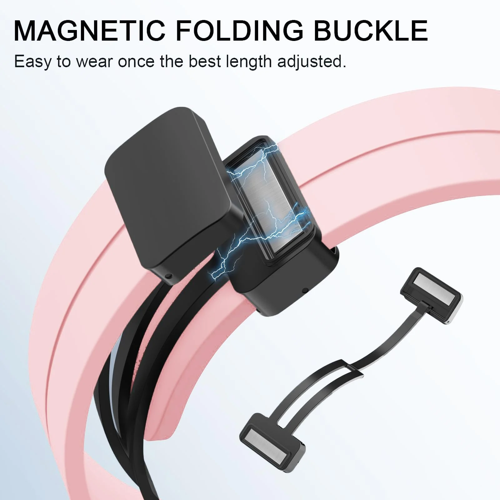 DL3 Mobilak 22MM Silicone Band Magnetic Clasp Strap For Xiaomi Redmi Watch 5 Active/5 Lite/Samsung Galaxy Watch 46mm/Watch 3 45mm/Gear S3/Huawei watch (GT6 GT5 GT4 GT3 GT2 GT 46MM)/GT6 Pro/Amazfit GTR4 (Ice) - Ice Pink