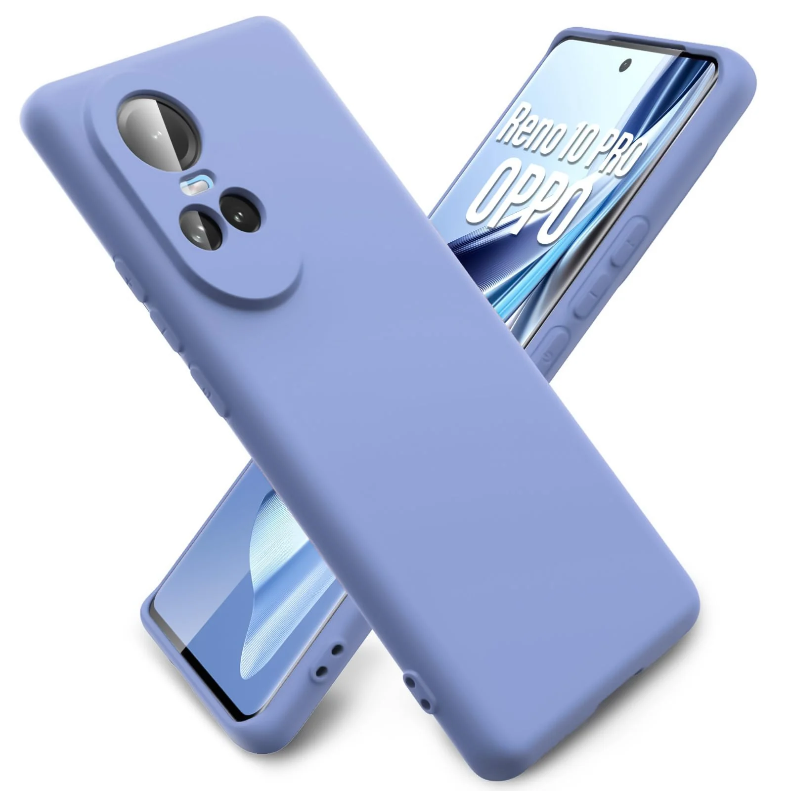 DL3 Mobilak Liquid Silicone Protective Case for OPPO Reno 10 with Microfiber Lining and Shockproof Design - Baby Blue