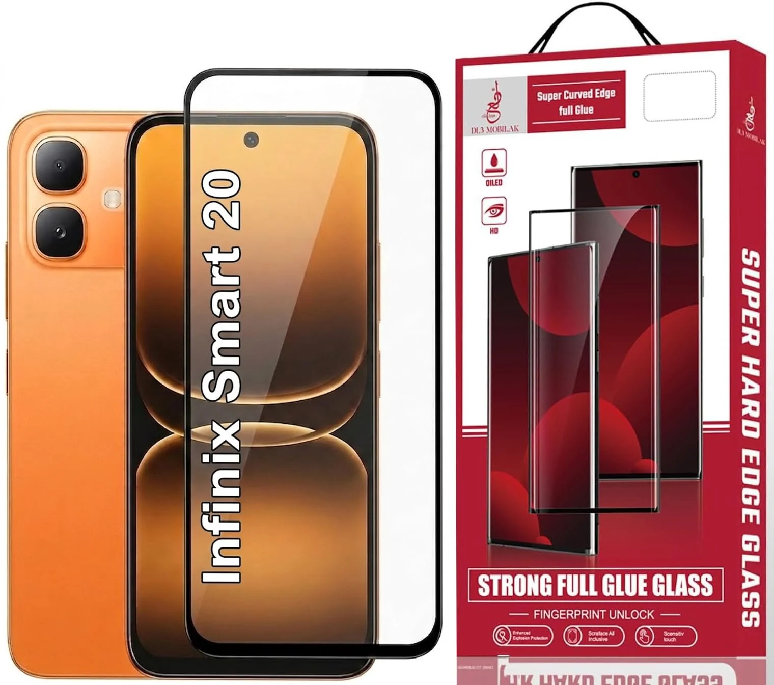 MOBIGON 9H Full-Coverage Tempered Glass Screen Protector for Infinix Smart 20, Clear