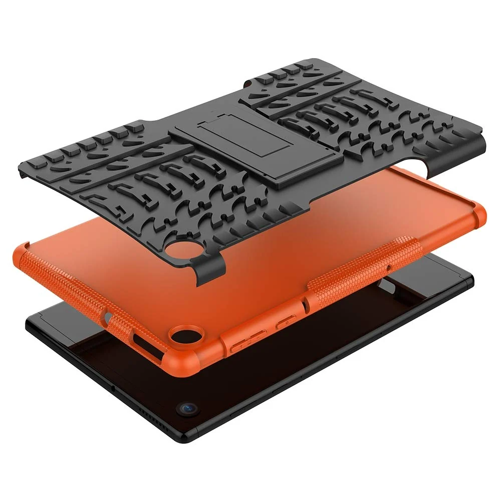 DL3 Mobilak Case For Lenovo Tab M10 Case 10.1 inch 2nd Gen 2020 (TB-X306, TB-X306F, TB-X306X), Hybrid Rugged Armor Heavy Duty 2 in 1 TPU + PC Combo Dual Layer Shockproof Case with Kickstand - Orange