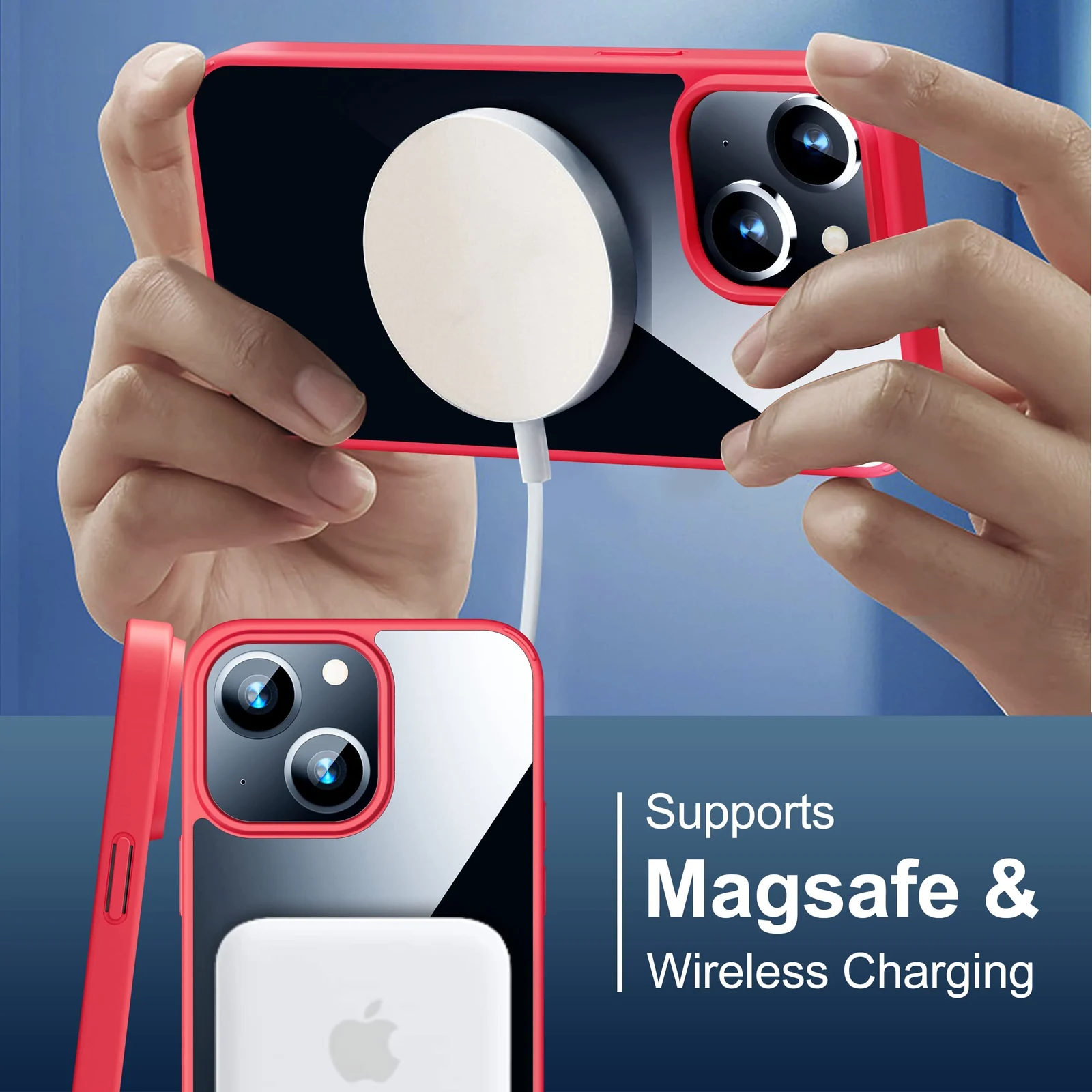 DL3 Mobilak Clear Protective Case for iPhone 14 - Red
