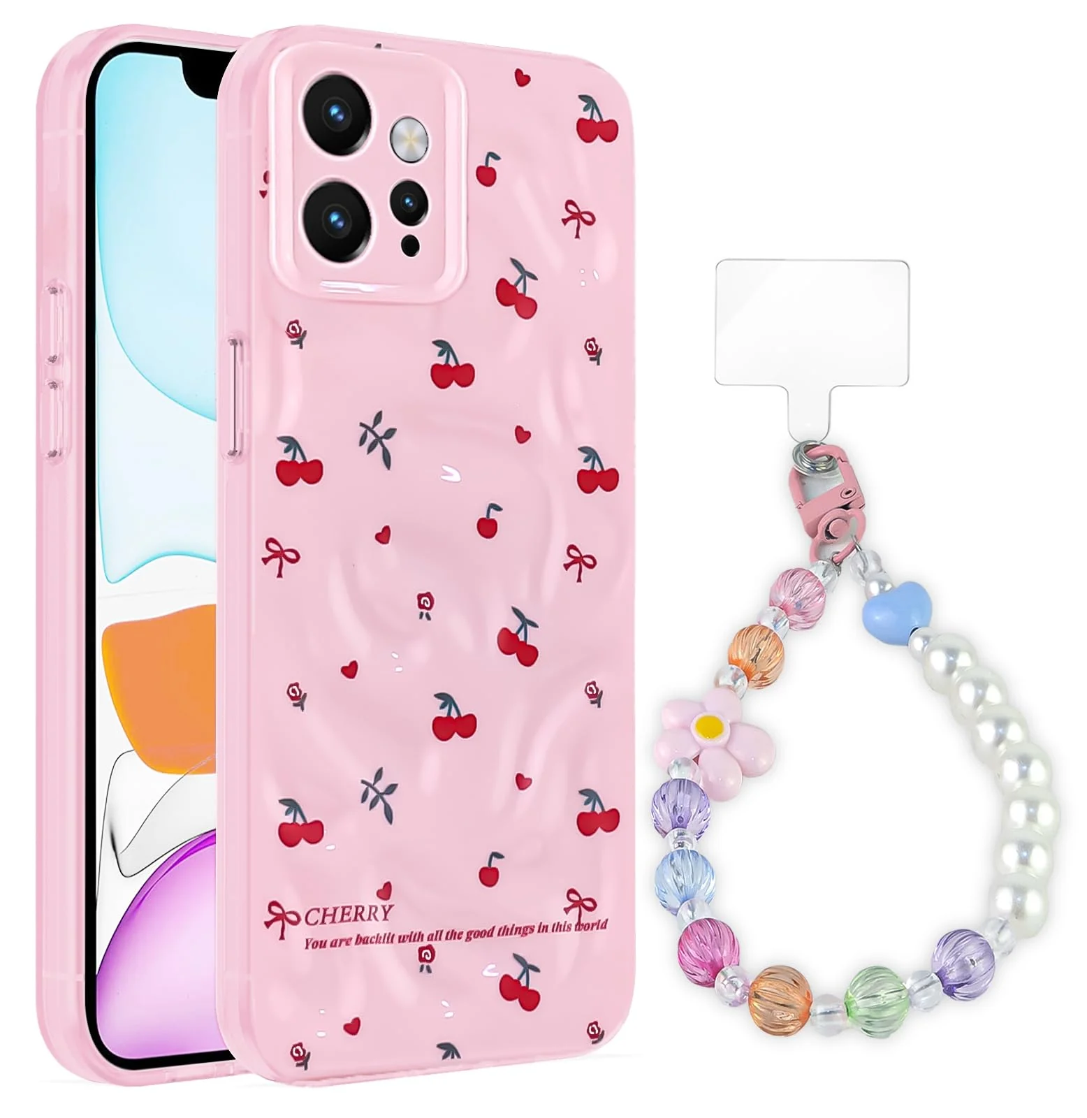 Dl3 Mobilak Case Compatible with Redmi Note 12 4G, Cute Printed Soft TPU Phone Cover with Beaded Wrist Strap, Shockproof Camera Protection, Slim Protective Case for Women & Girls - Style 1