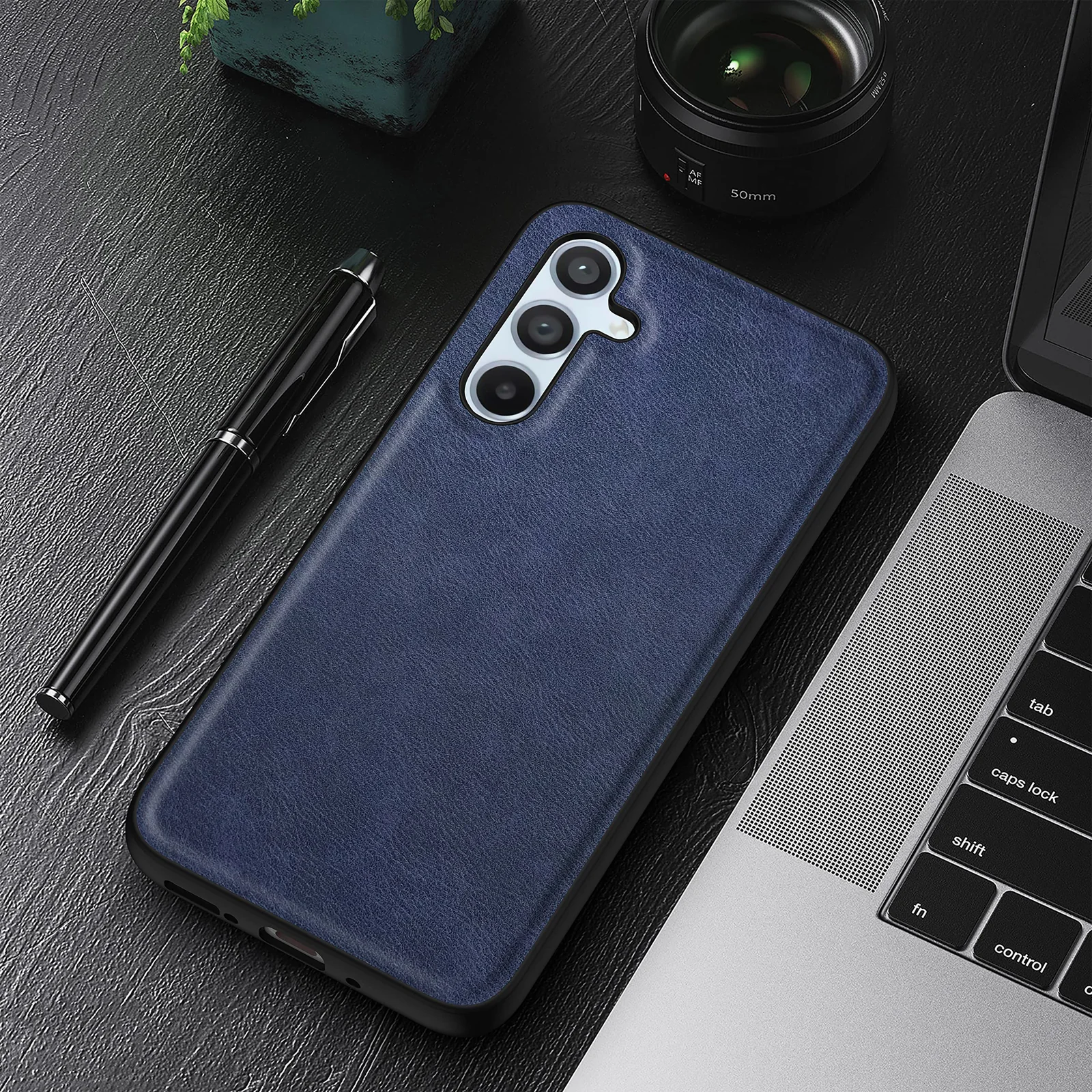 DL3 Mobilak Case for Samsung Galaxy A54 5G Leather, Anti-Drop, Anti-Shock, Non-Slip Texture, Simple Cell Phong Cover for Galaxy A54 5G 6.4 inch - Blue