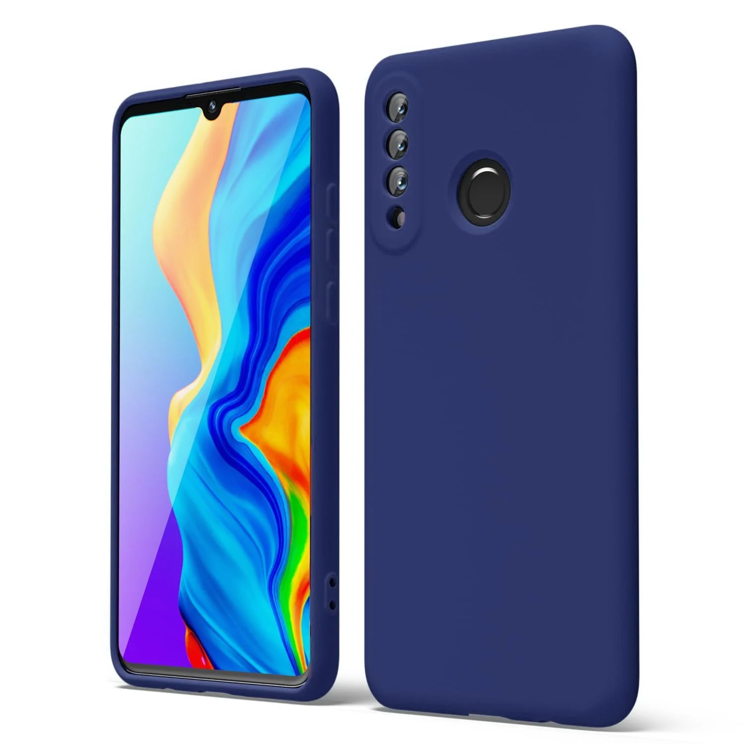 DL3 Mobilak Silicone Protective Case for Huawei P30 Lite / Nova 4E, Shock-absorbing protection, Scratch-resistant surface, Soft microfiber lining - Blue 2